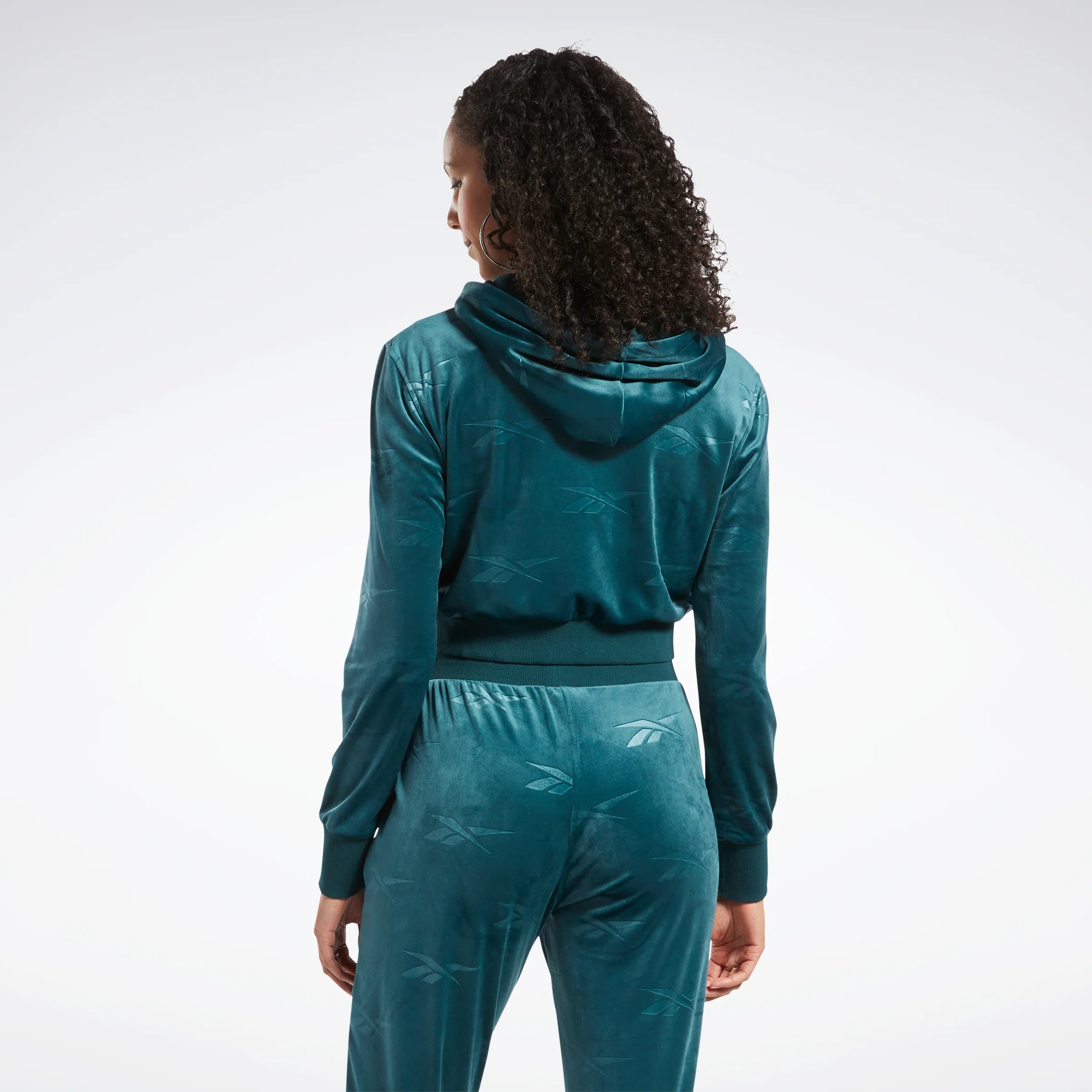 Reebok Apparel Women Classics Energy Q4 Velour Zip-Up Sweatshirt Forgrn - Image 3