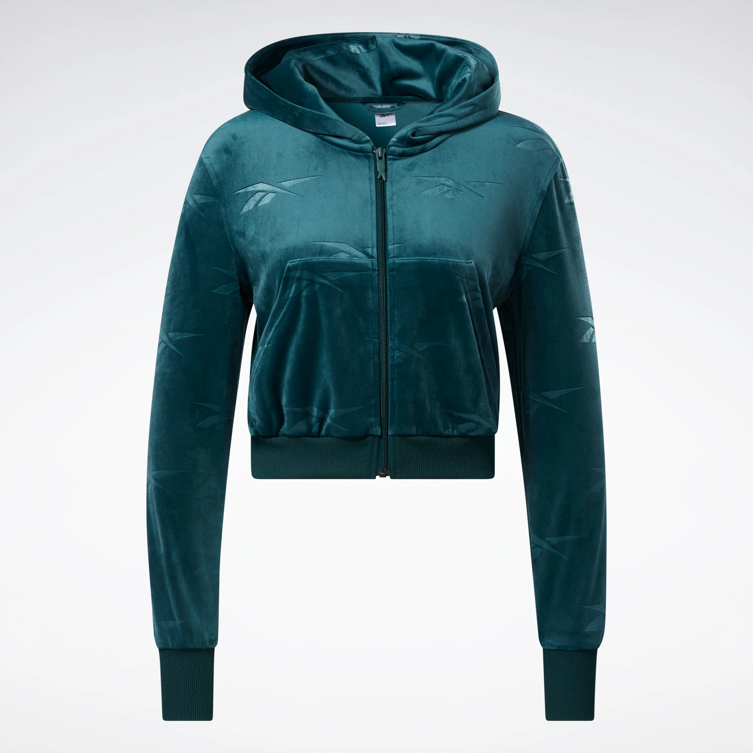 Reebok Apparel Women Classics Energy Q4 Velour Zip-Up Sweatshirt Forgrn - Image 6