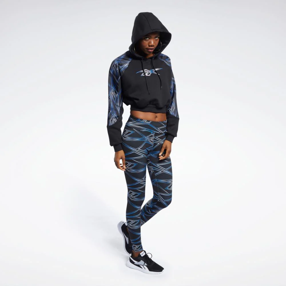 Reebok Apparel Women Classics Graphics Cropped Hoodie BLACK - Image 2
