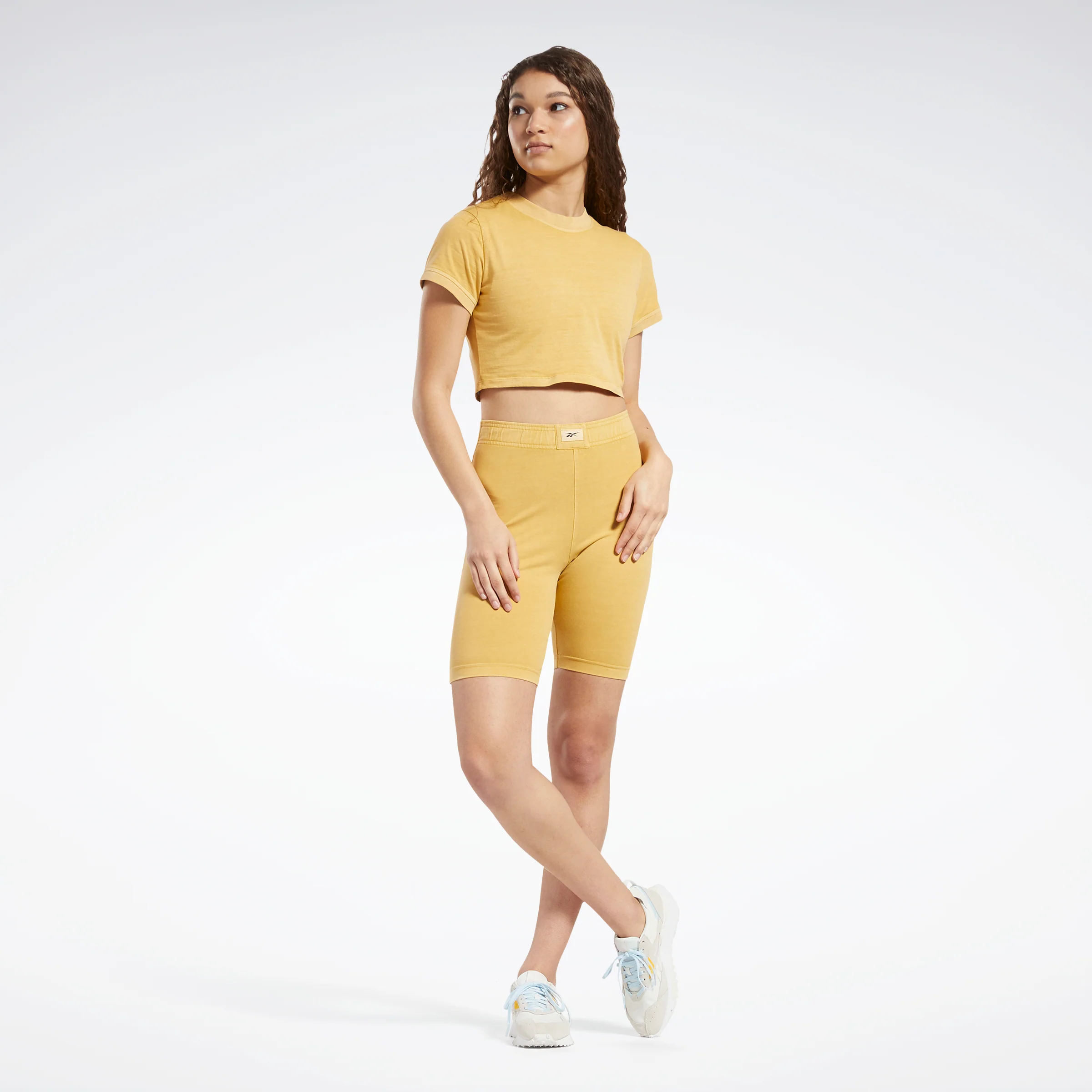 Reebok Apparel Women Classics Natural Dye Legging Shorts Bright Ochre - Image 2