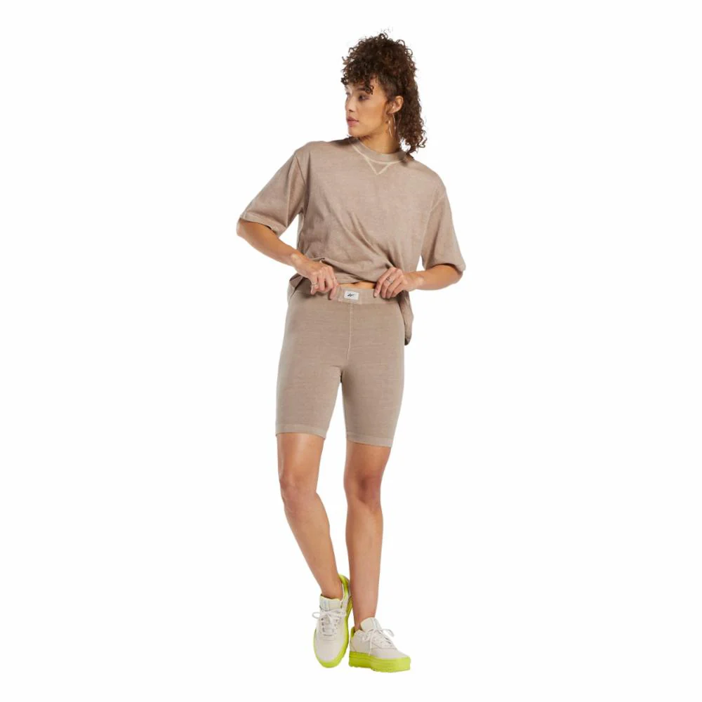 Reebok Apparel Women Classics Natural Dye Legging Shorts TAUPE - Image 2