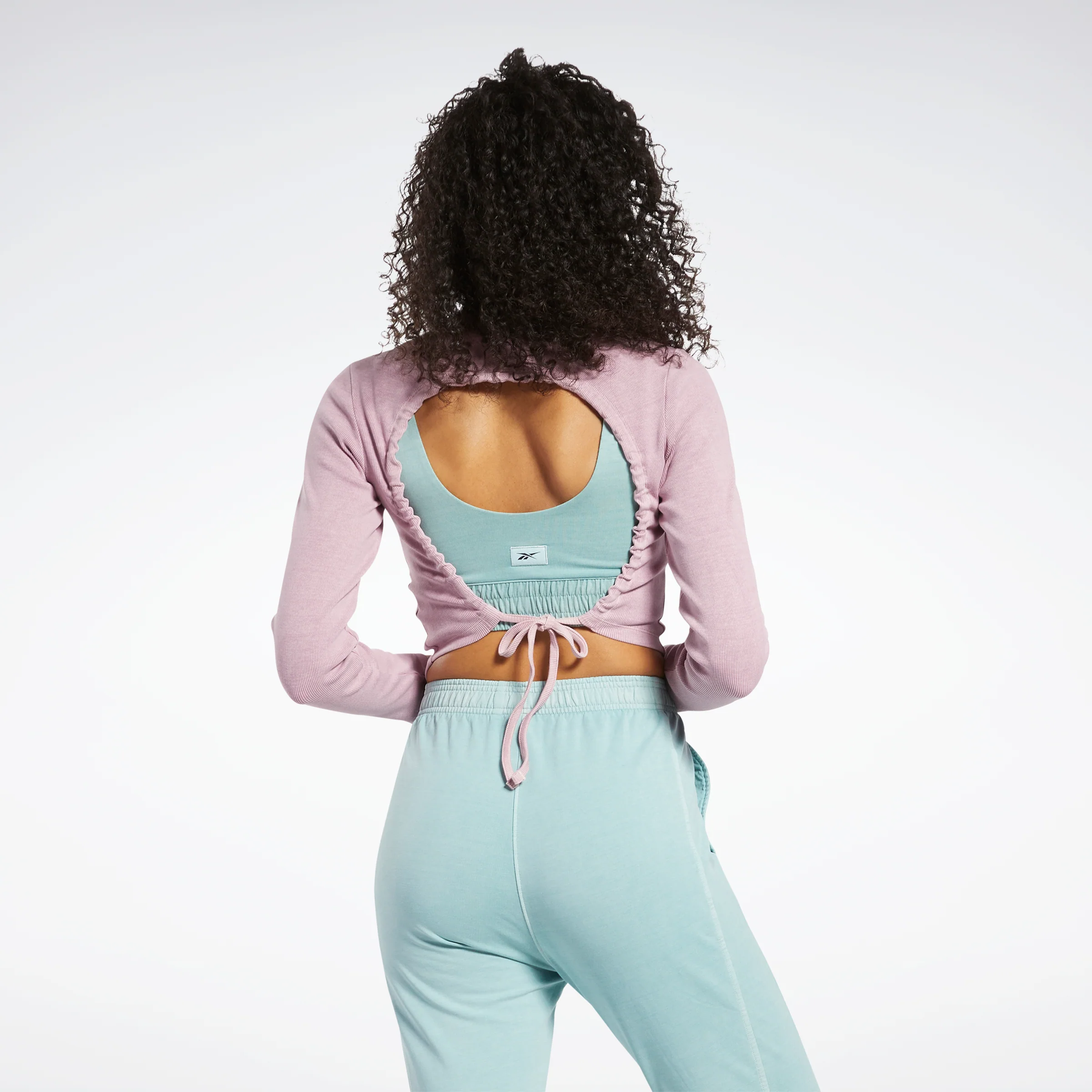Reebok Apparel Women Classics Natural Dye Ribbed Long Sleeve Wrap Long-Sleeve Top Inflil - Image 2