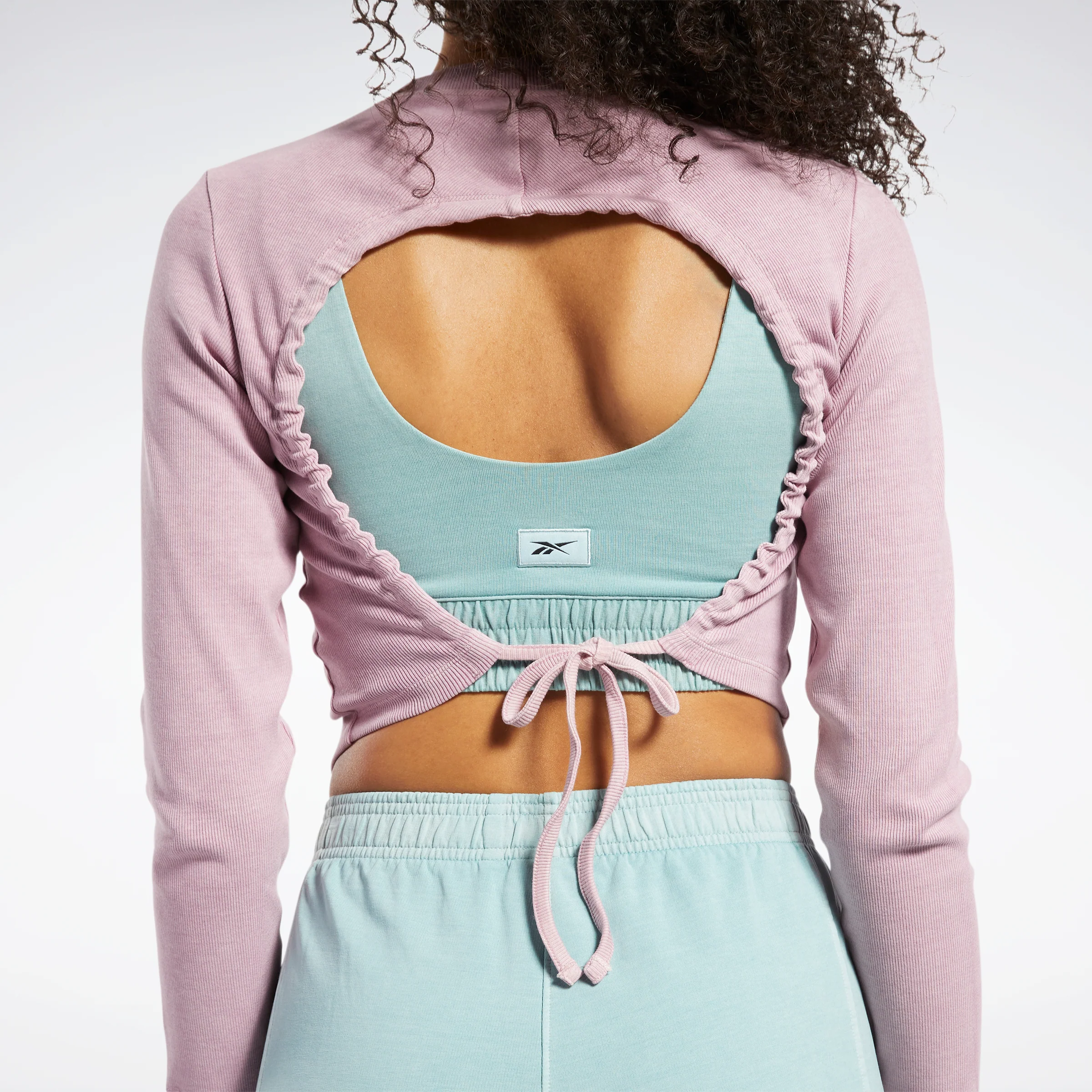 Reebok Apparel Women Classics Natural Dye Ribbed Long Sleeve Wrap Long-Sleeve Top Inflil - Image 4