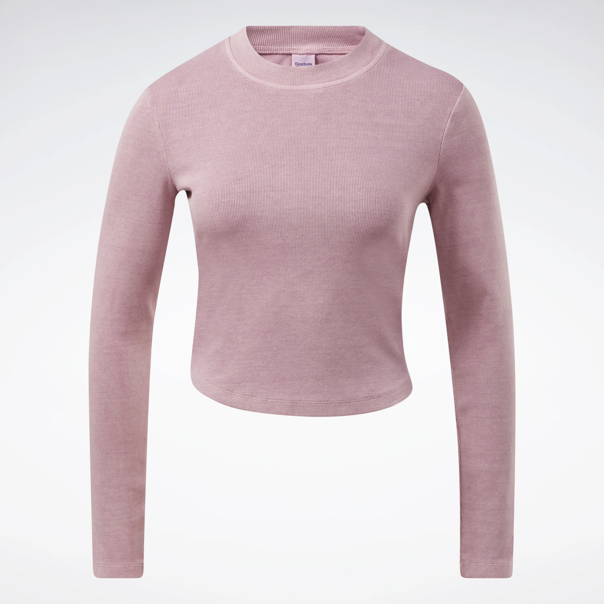 Reebok Apparel Women Classics Natural Dye Ribbed Long Sleeve Wrap Long-Sleeve Top Inflil - Image 6