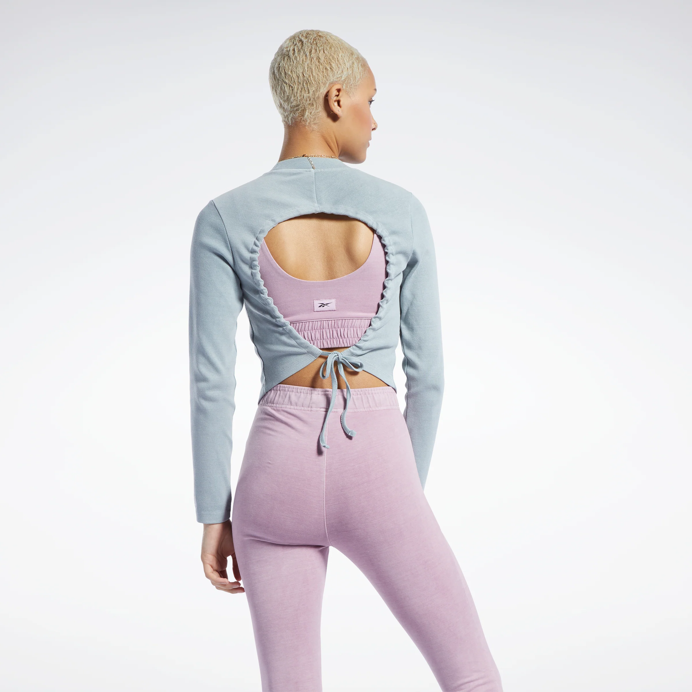 Reebok Apparel Women Classics Natural Dye Ribbed Long Sleeve Wrap Long-Sleeve Top Pugry3 - Image 2