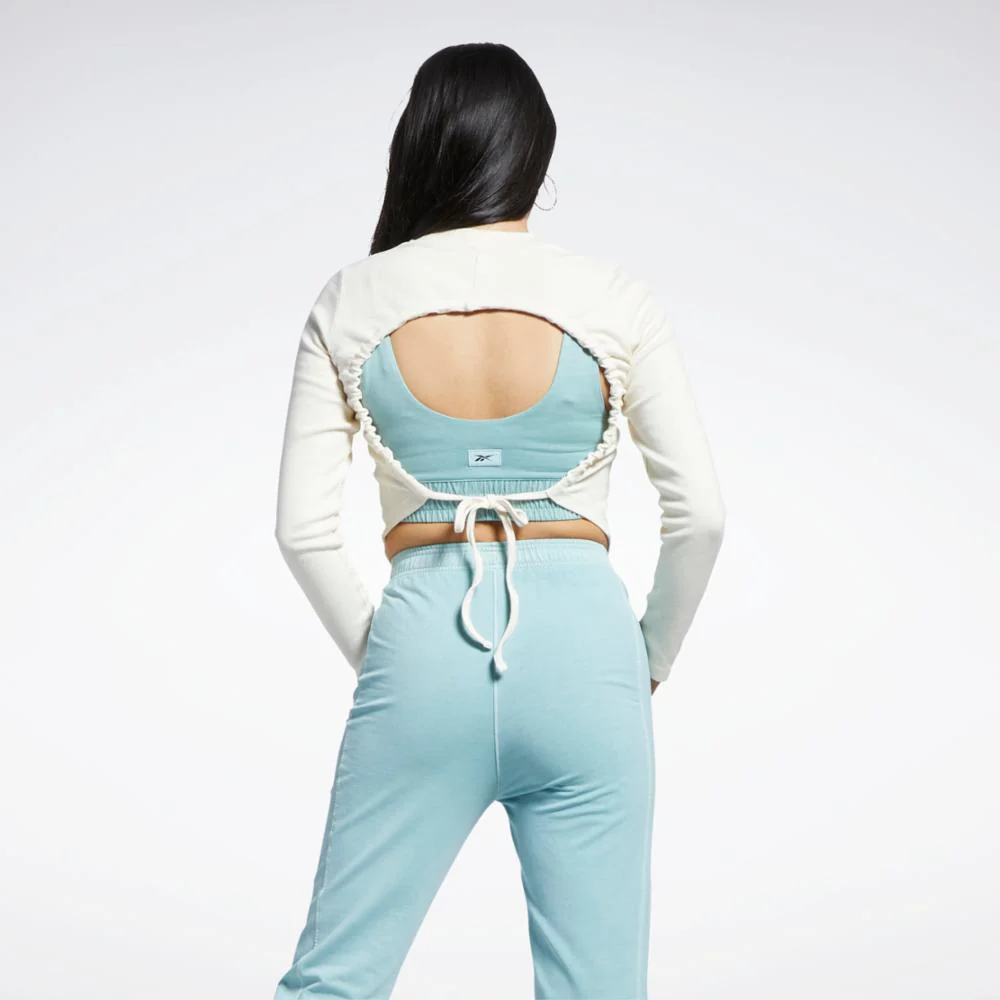 Reebok Apparel Women CLASSICS NATURAL DYE RIBBED WRAP LONG-SLEEVE TOP NONDYE - Image 3