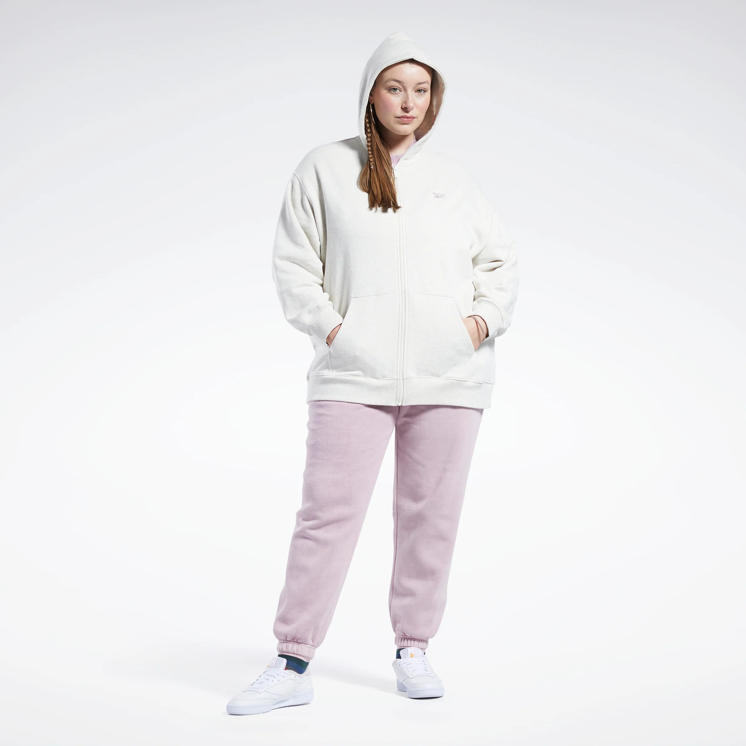 Reebok Apparel Women Classics Oversized Long Zip-Up Hoodie (Plus Size) Clwtml - Image 2