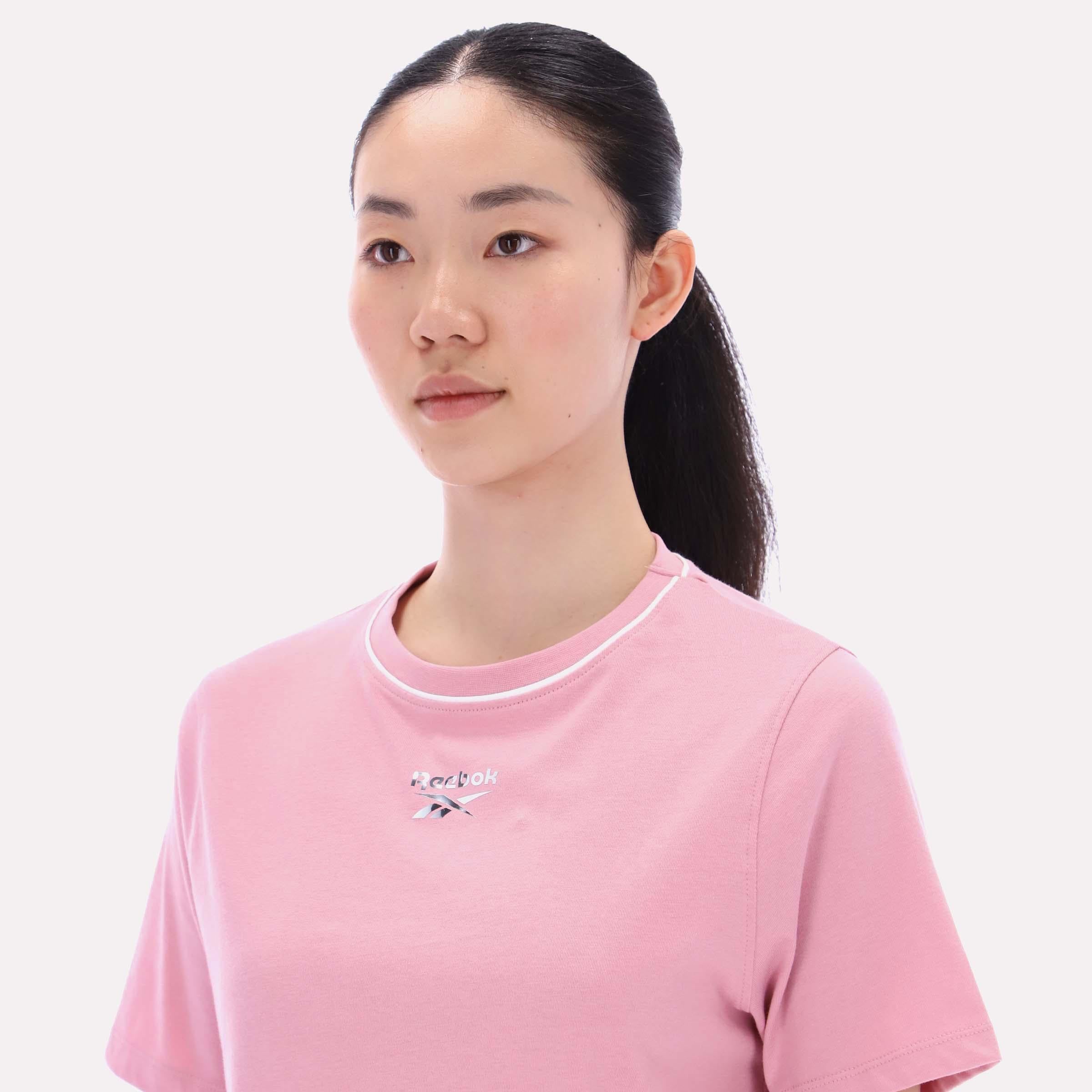 Reebok Apparel Women Cropped Small Logo T-Shirt DUSTY ROSE - Image 3