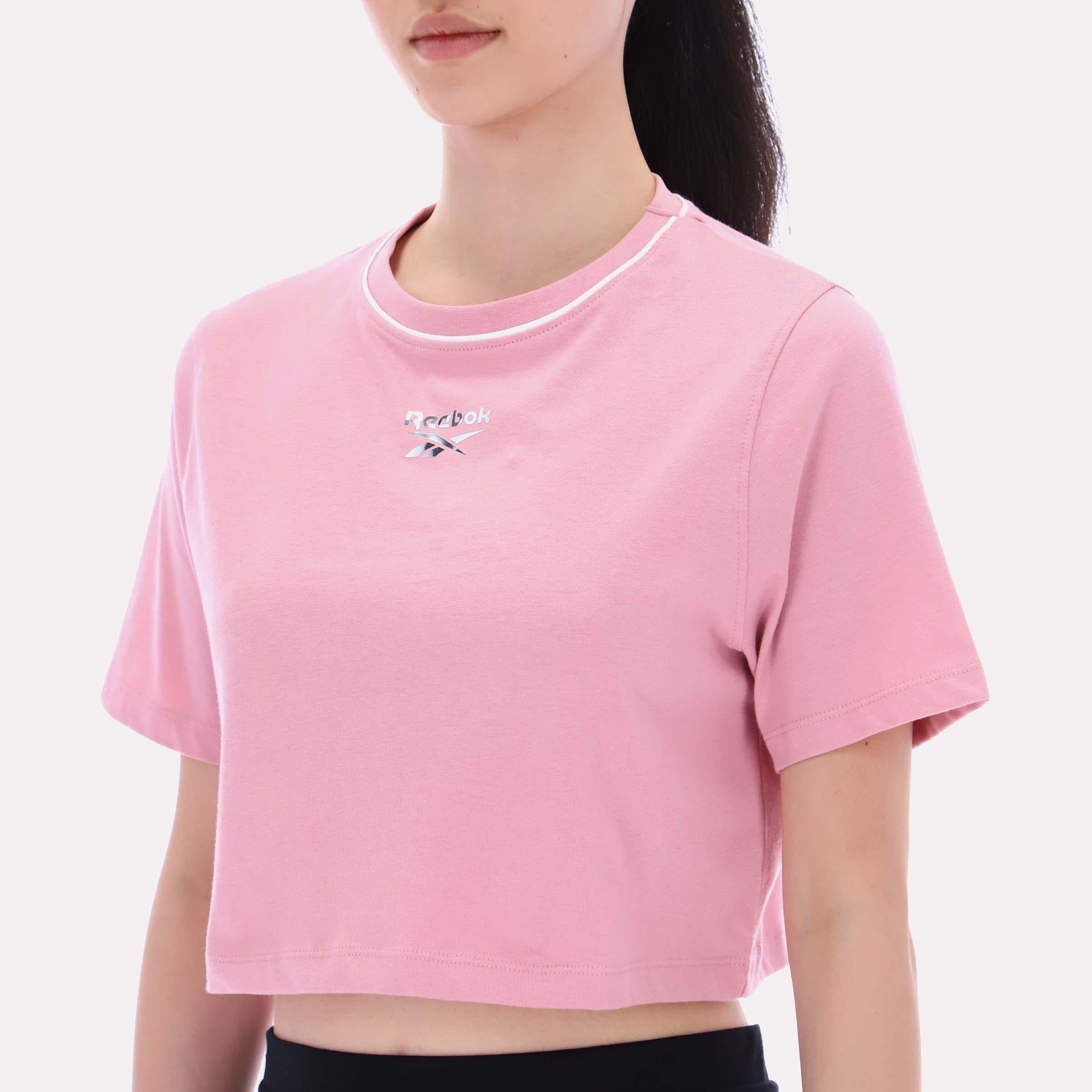 Reebok Apparel Women Cropped Small Logo T-Shirt DUSTY ROSE - Image 4
