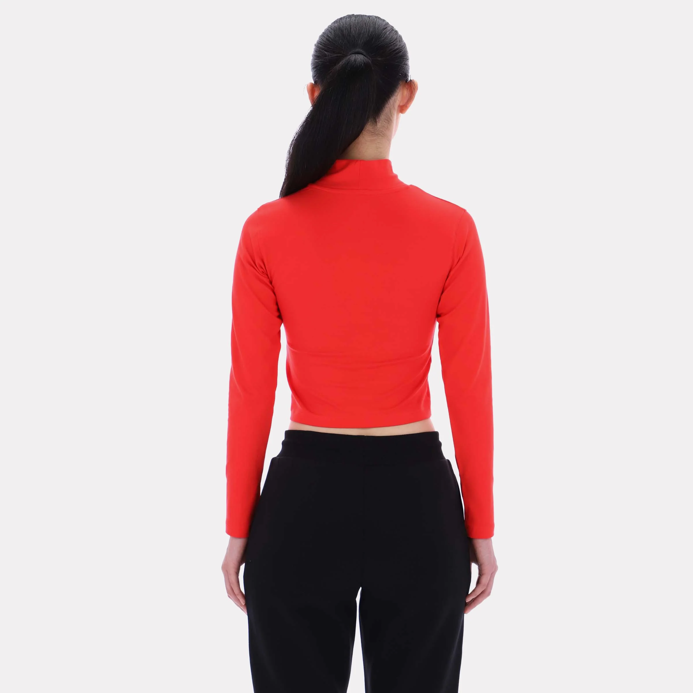 Reebok Apparel Women Energy Mock Neck Crop Top ENERGY RED - Image 2
