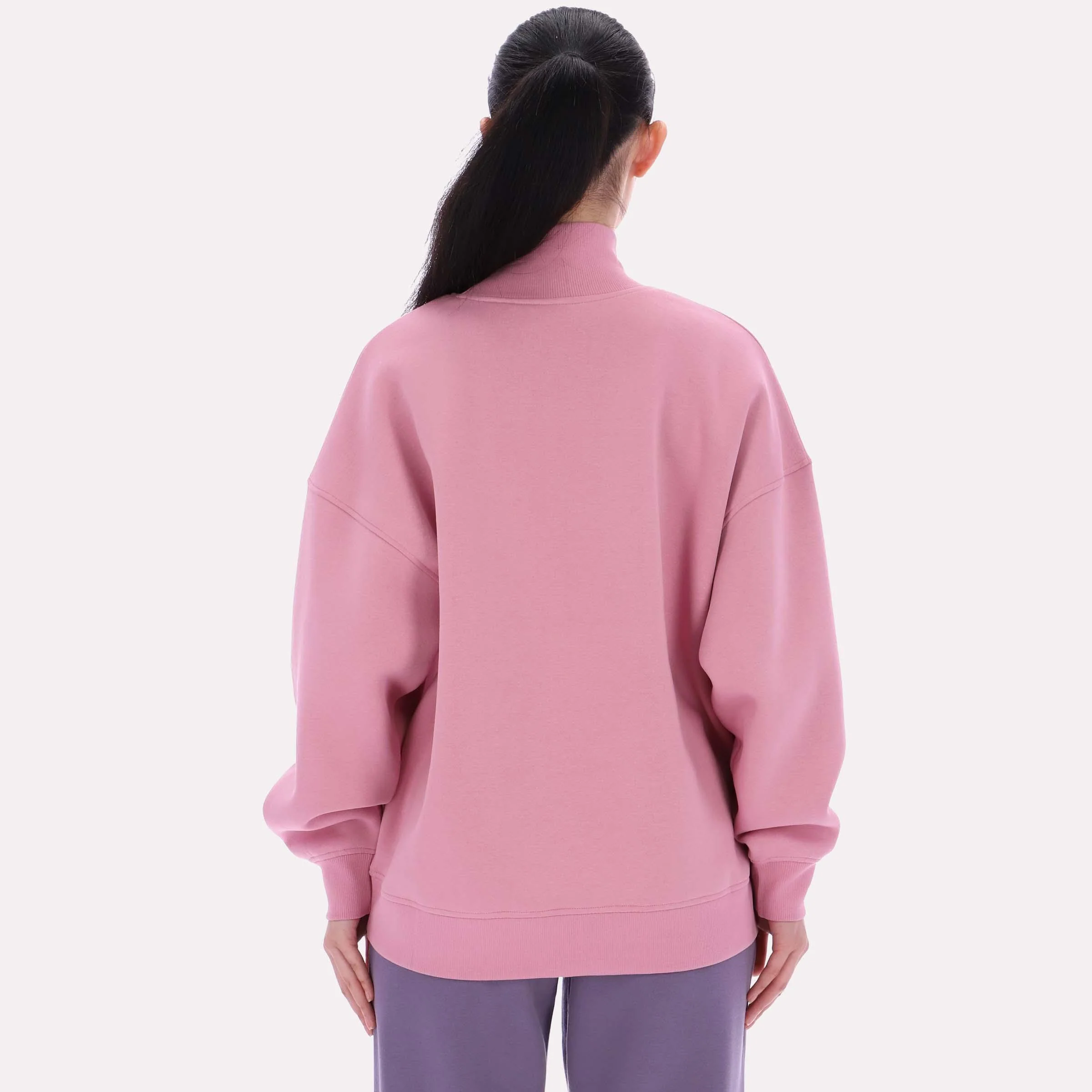 Reebok Apparel Women Longline Roll Neck Sweatshirt DUSTY ROSE - Image 2