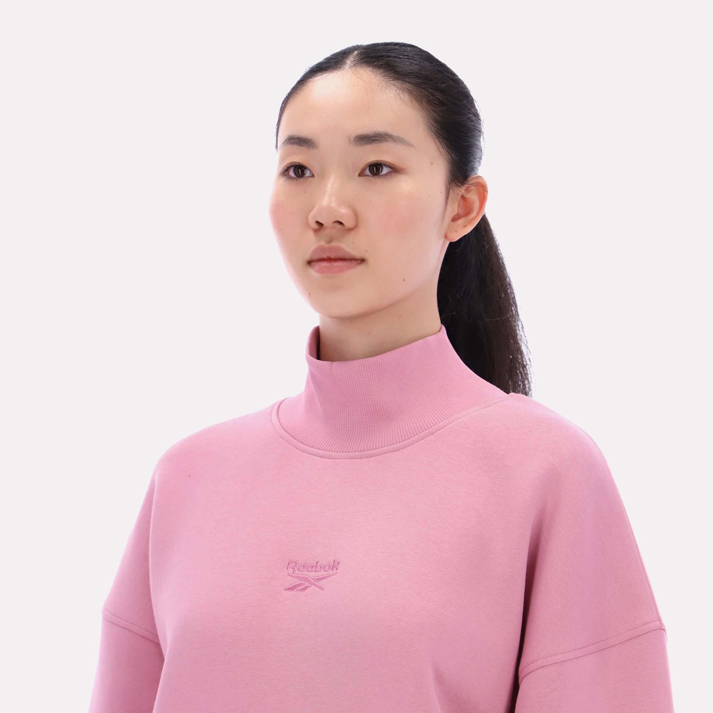 Reebok Apparel Women Longline Roll Neck Sweatshirt DUSTY ROSE - Image 3