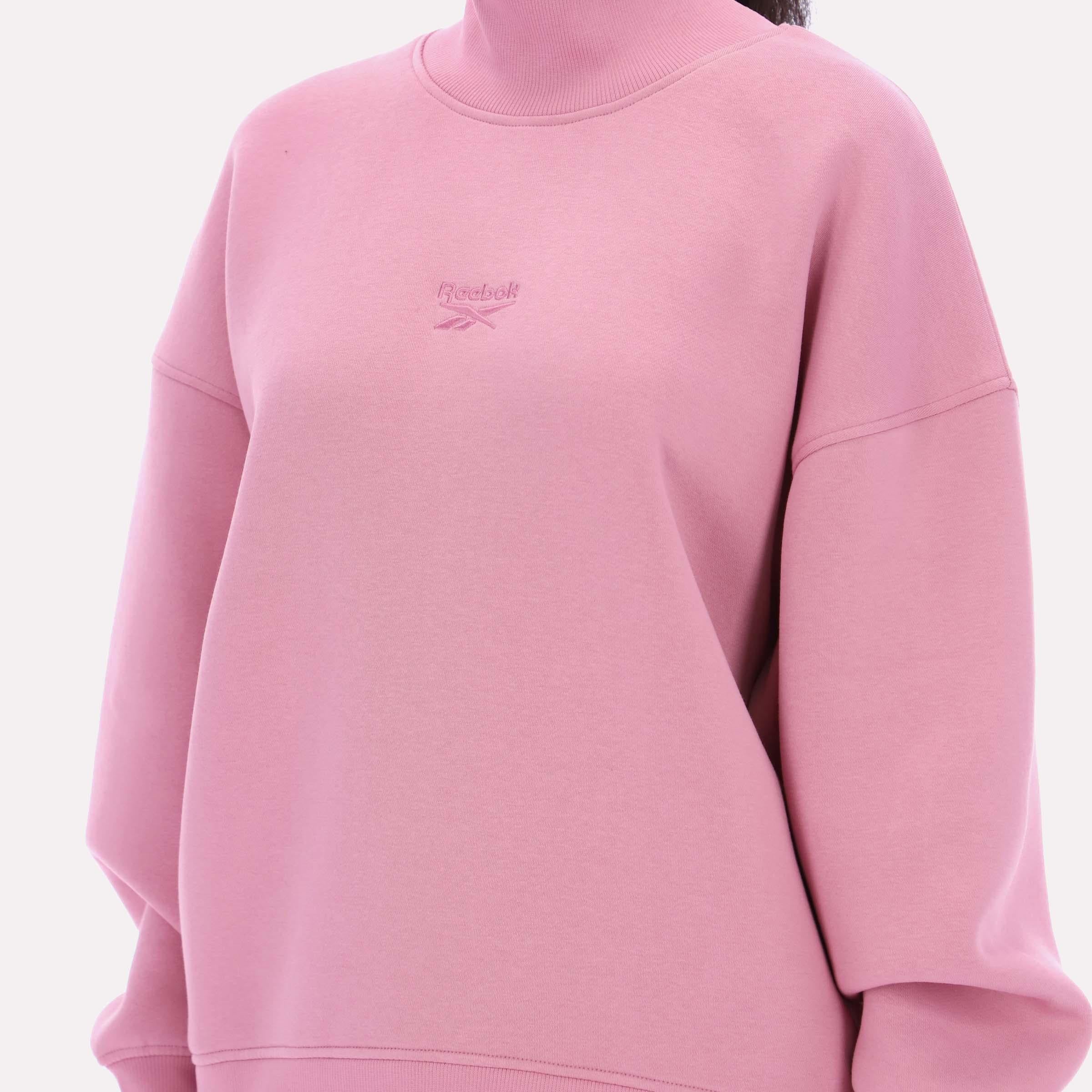 Reebok Apparel Women Longline Roll Neck Sweatshirt DUSTY ROSE - Image 4