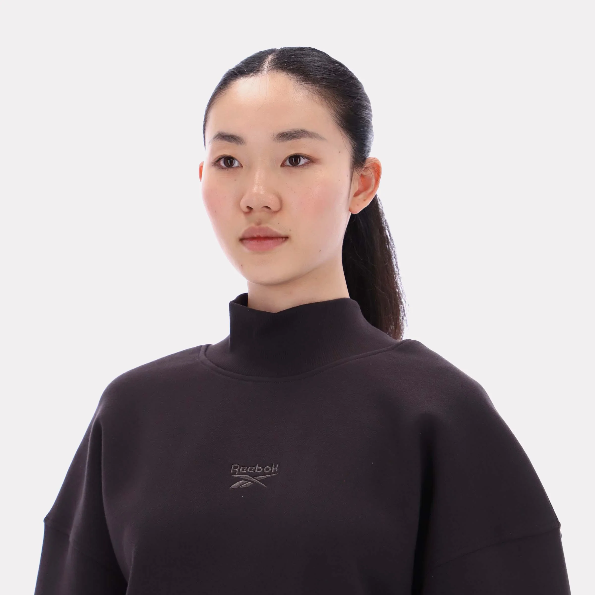Reebok Apparel Women Longline Roll Neck Sweatshirt WASHED BLACK - Image 3