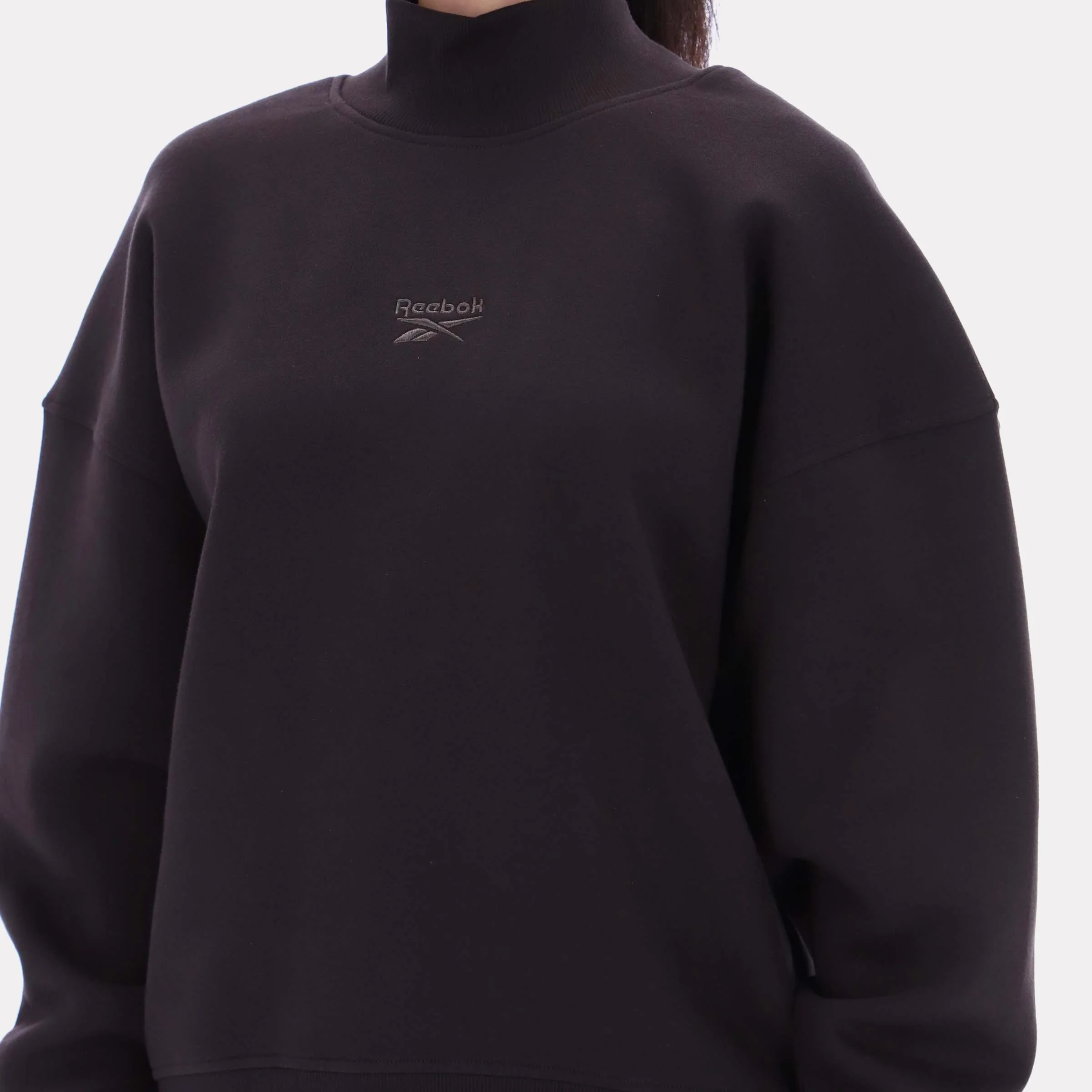 Reebok Apparel Women Longline Roll Neck Sweatshirt WASHED BLACK - Image 4