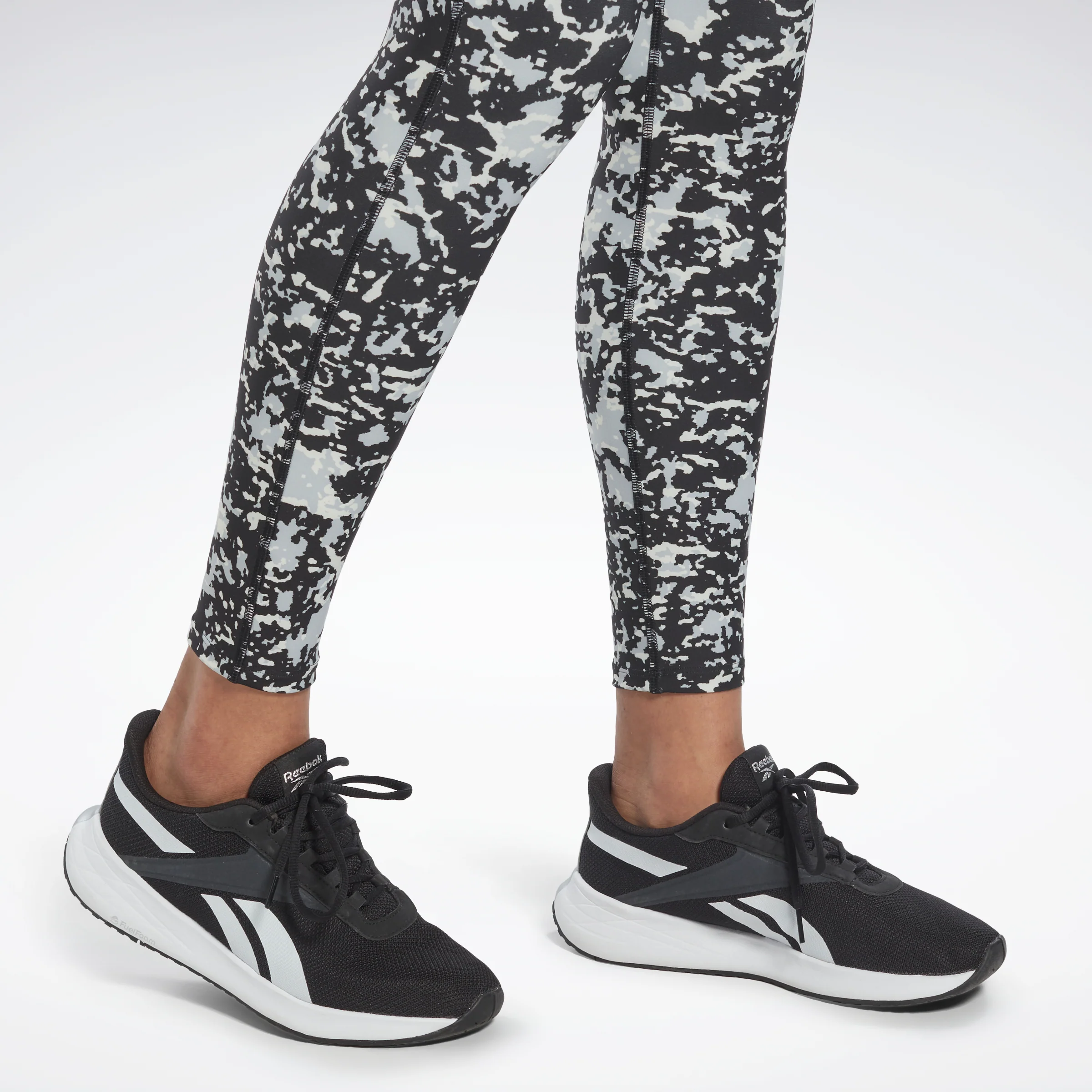 Reebok Apparel Women Lux 2.0 Speckle Modern Safari Leggings Black - Image 4
