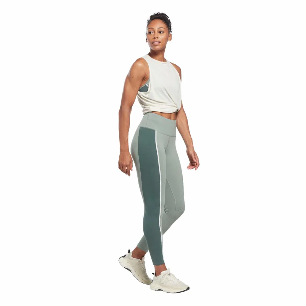 Reebok Apparel Women Lux High-Waisted Colorblock Leggings HARGRN - Image 2