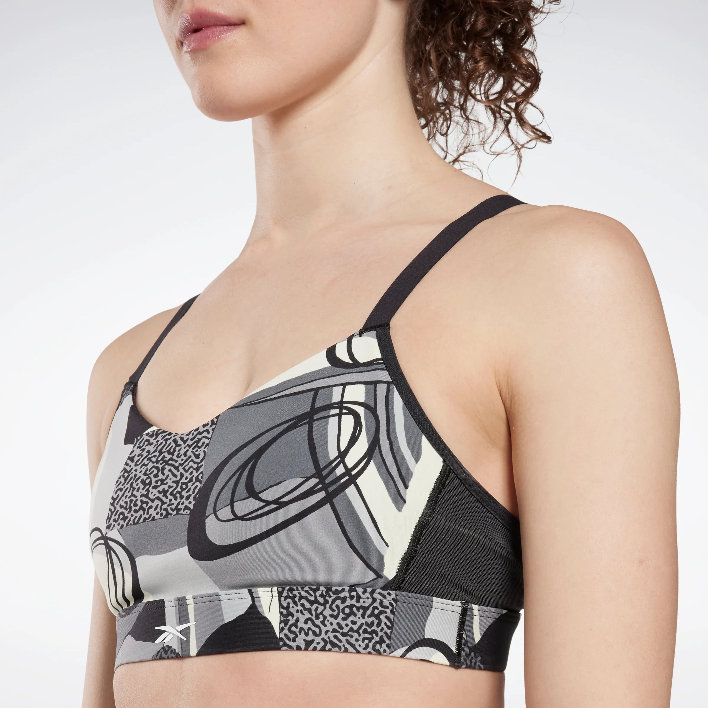 Reebok Apparel Women Lux Perform Graphic Strappy Bra Black - Image 4