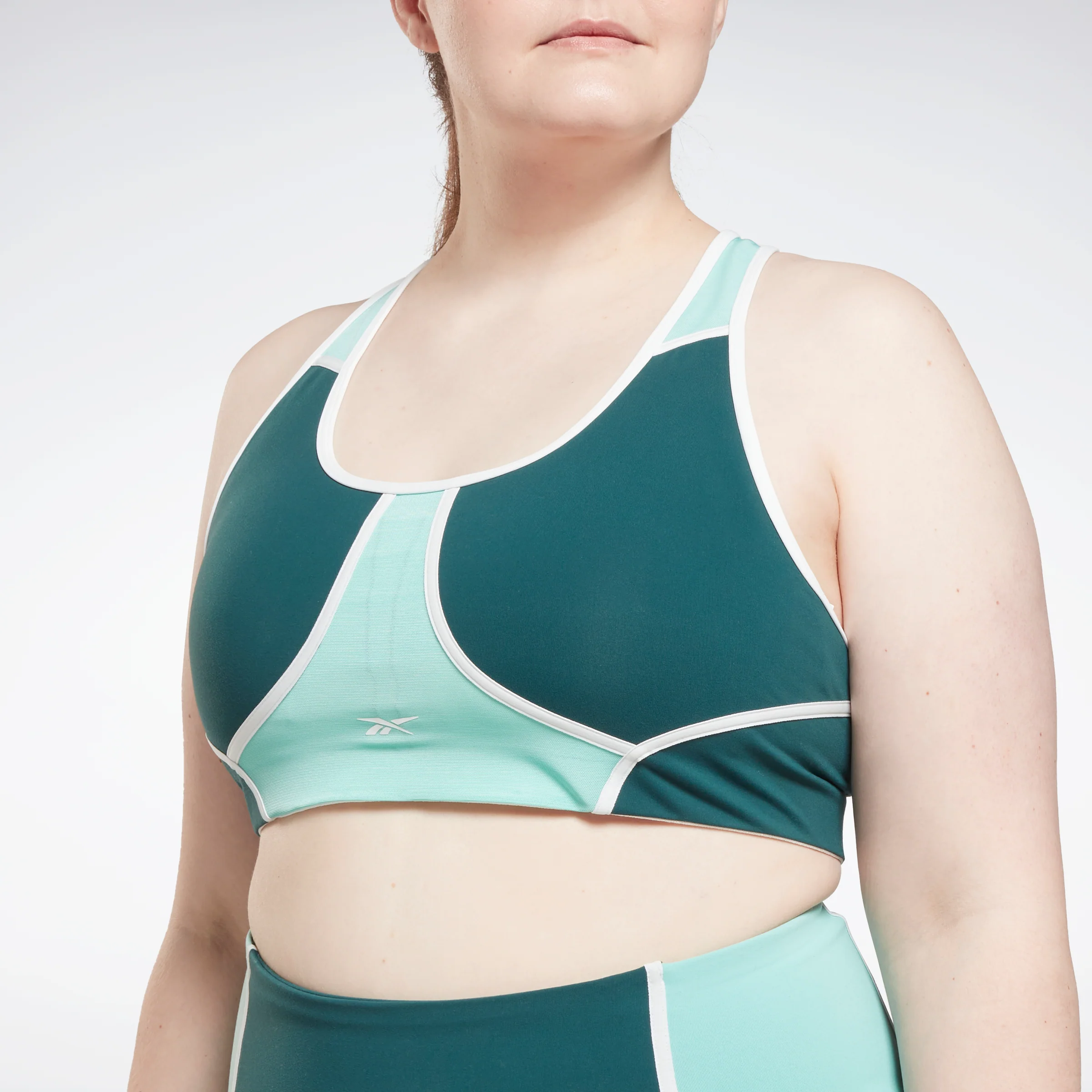 Reebok Apparel Women Lux Racer Colorblocked Padded Bra (Plus Size) Forgrn - Image 4