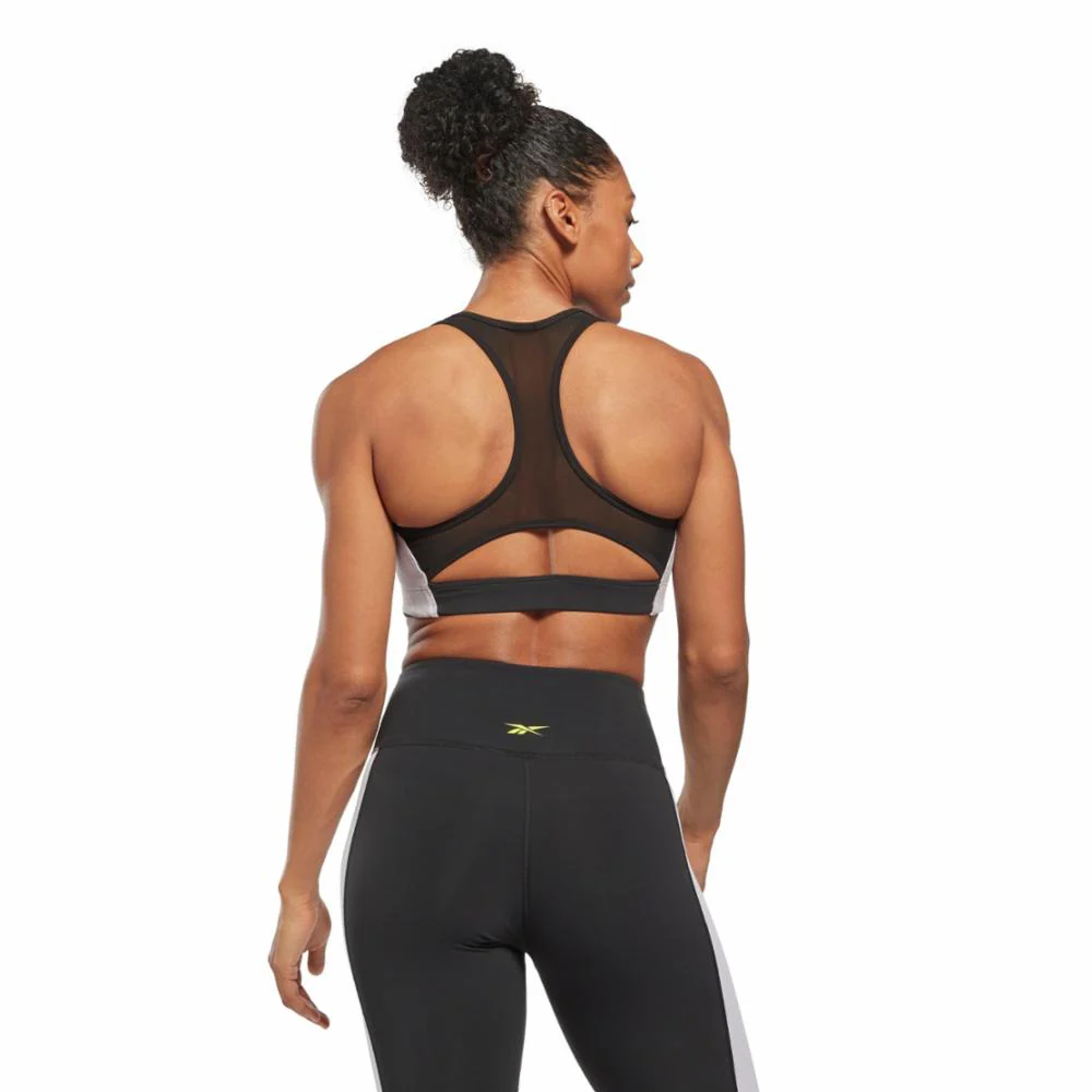 Reebok Apparel Women Lux Racer Padded Colorblock Bra BLACK - Image 3