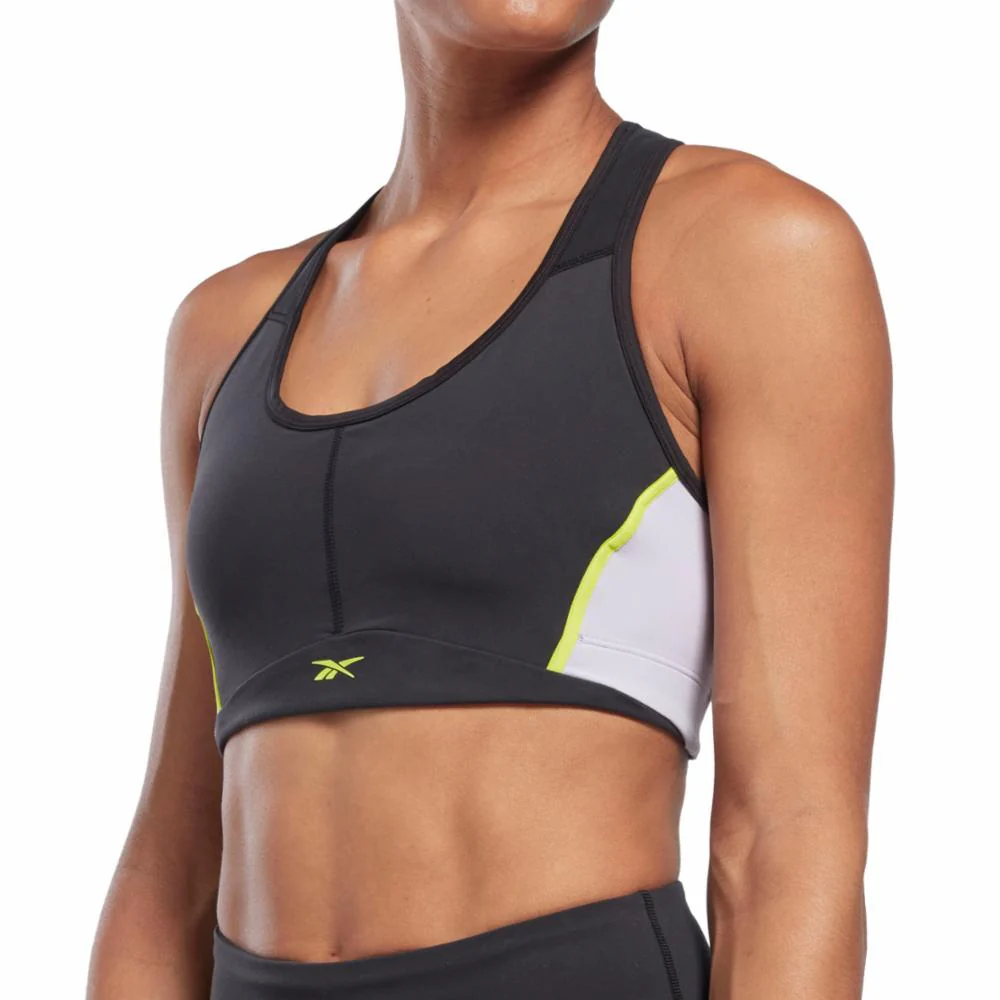 Reebok Apparel Women Lux Racer Padded Colorblock Bra BLACK - Image 4
