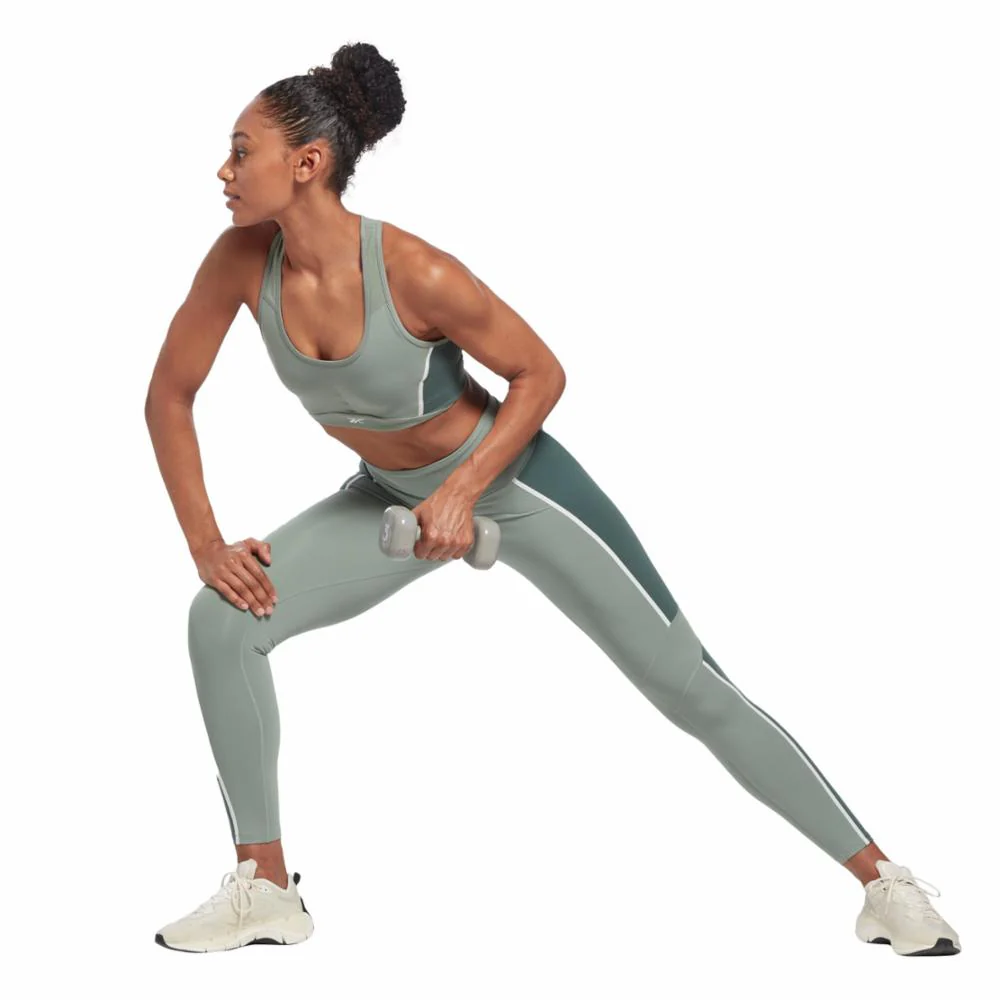 Reebok Apparel Women Lux Racer Padded Colorblock Bra HARGRN - Image 2