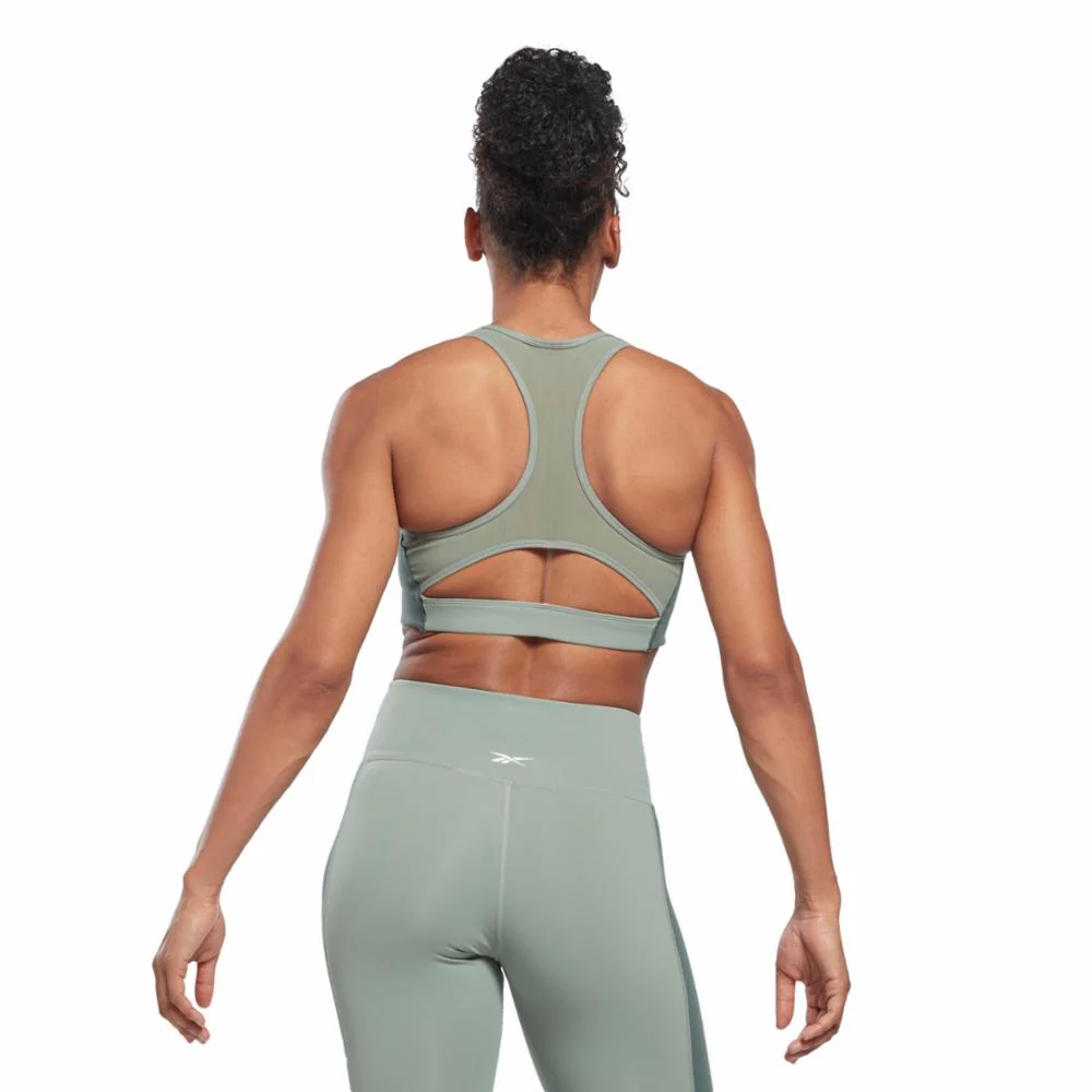 Reebok Apparel Women Lux Racer Padded Colorblock Bra HARGRN - Image 3