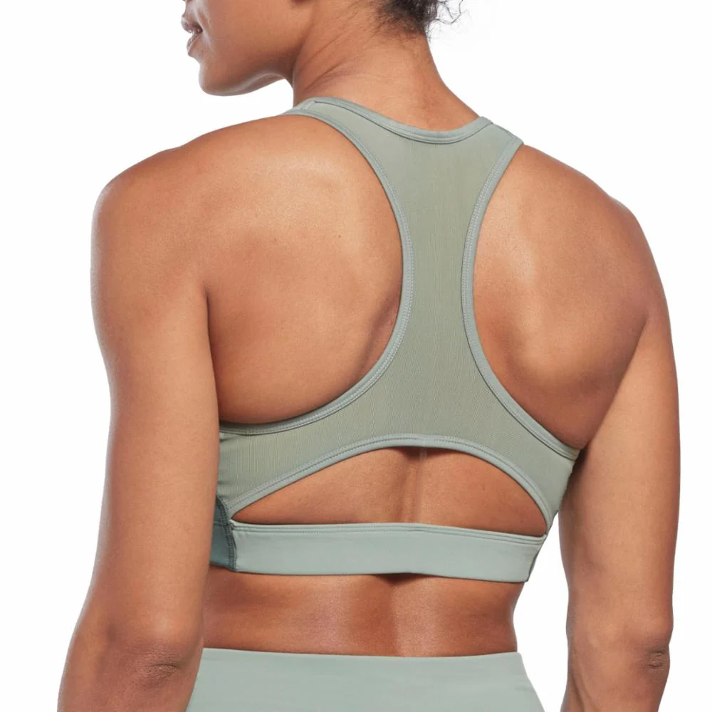 Reebok Apparel Women Lux Racer Padded Colorblock Bra HARGRN - Image 5