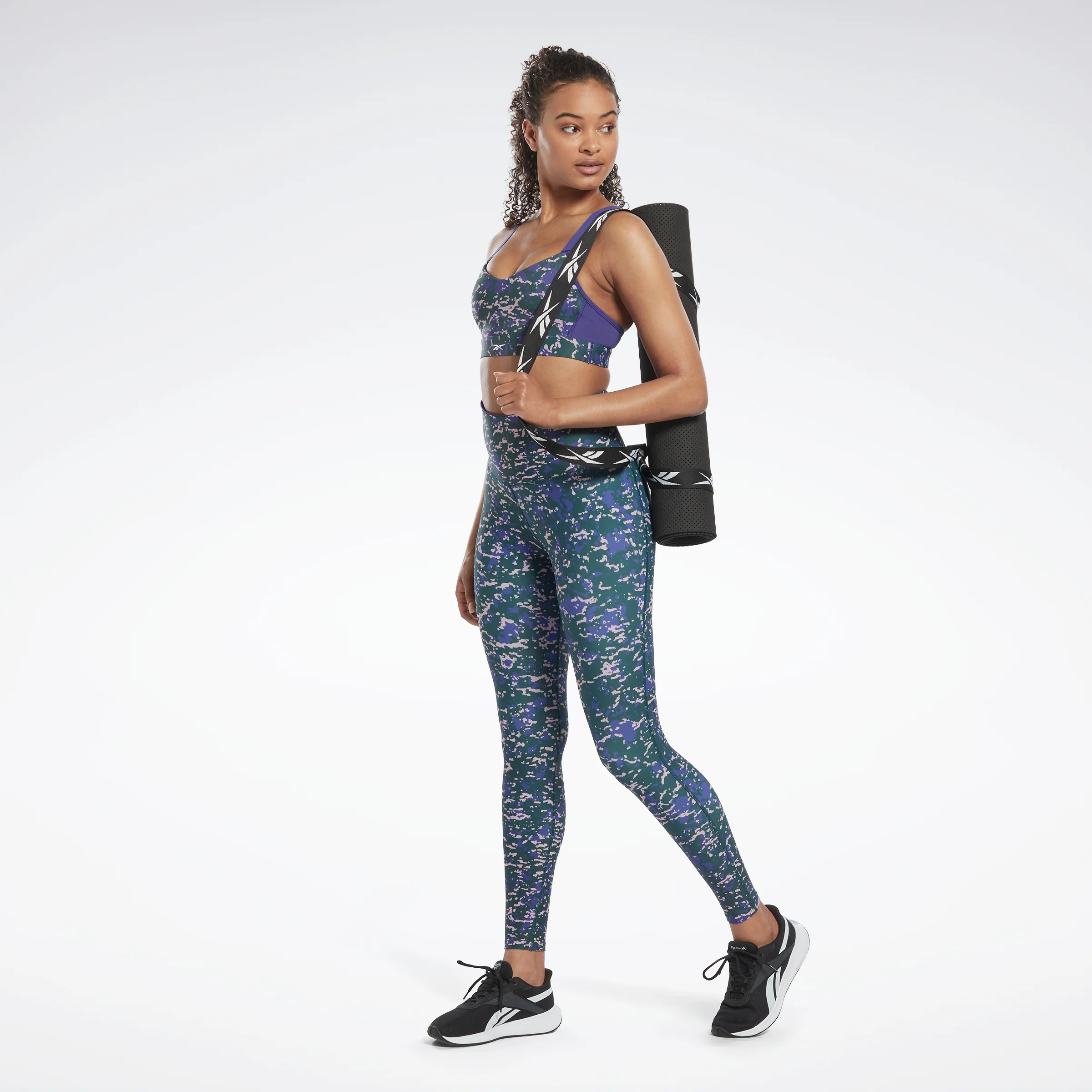 Reebok Apparel Women Lux Speckle Modern Safari Strappy Bra Forgrn - Image 2