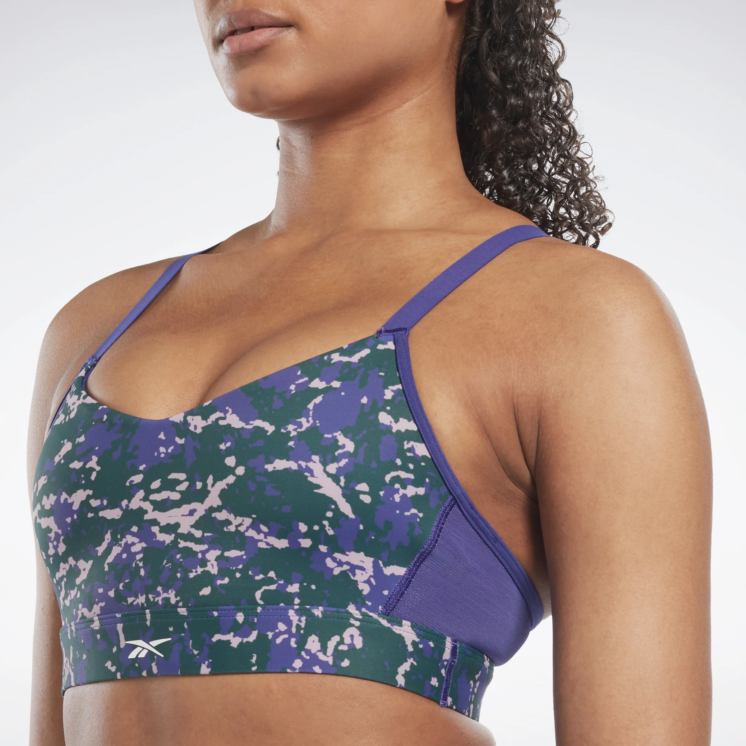 Reebok Apparel Women Lux Speckle Modern Safari Strappy Bra Forgrn - Image 4