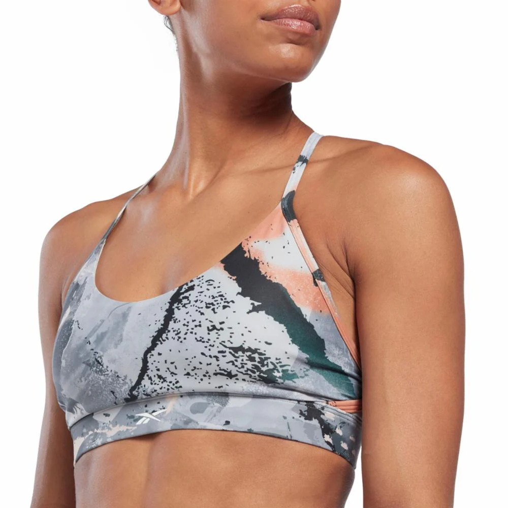 Reebok Apparel Women Lux Strappy Allover Print Bold Bra PUGRY3 - Image 4