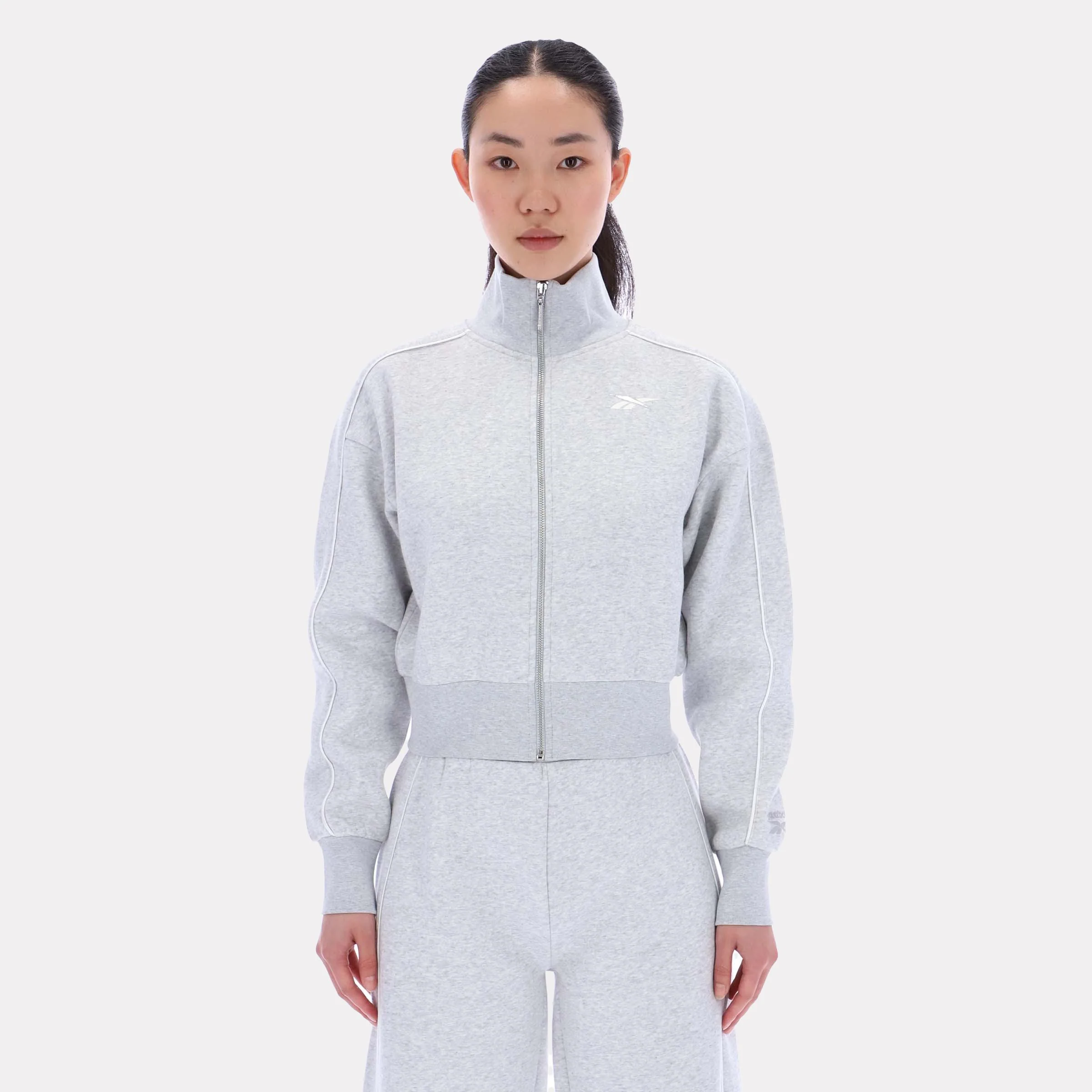 Reebok Apparel Women Off-Duty Cropped Jacket SILVER MARL