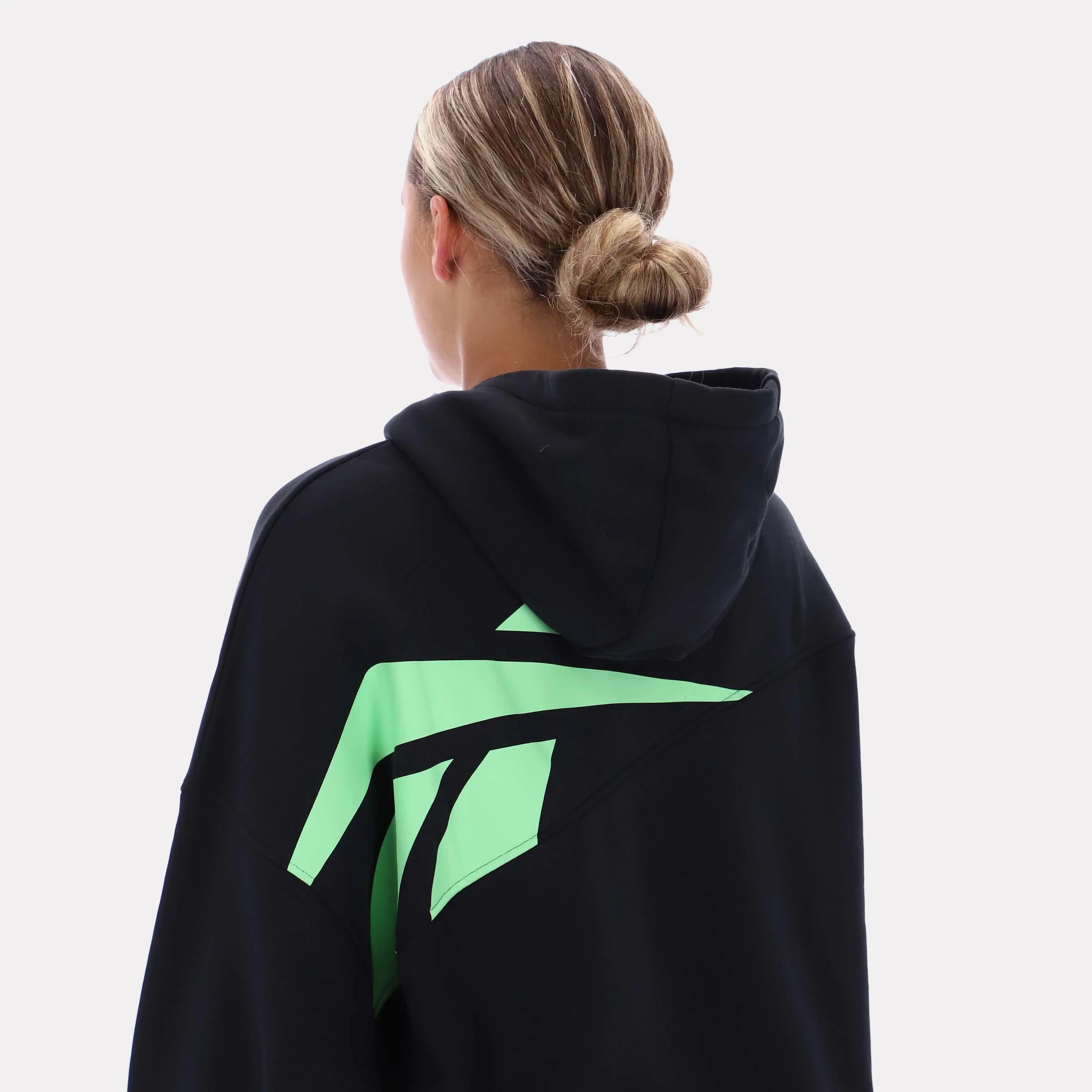 Reebok Apparel Women Oversized Big Logo Graphic Hoodie BLACK - Image 3
