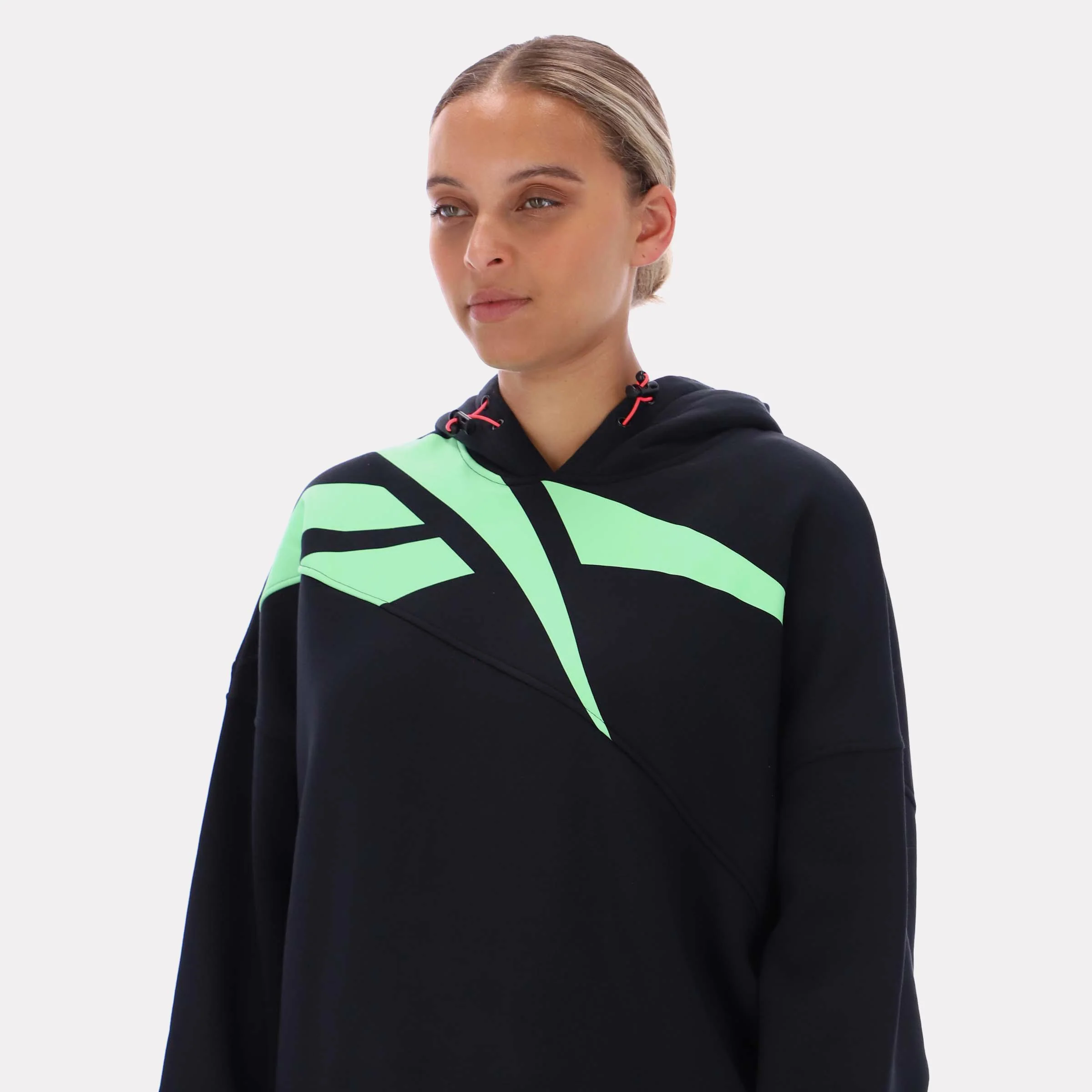 Reebok Apparel Women Oversized Big Logo Graphic Hoodie BLACK - Image 4
