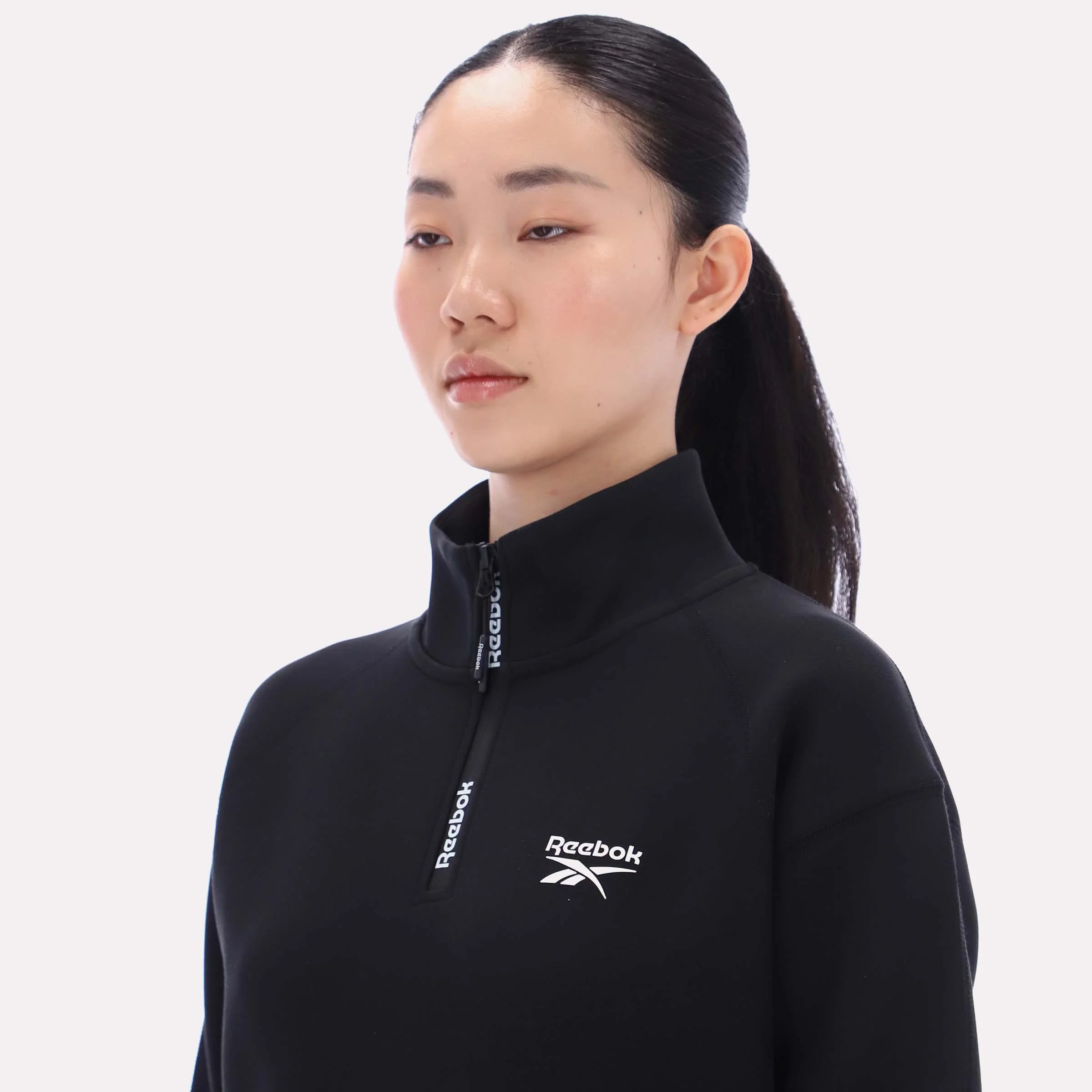 Reebok Apparel Women Oversized Scuba Quarter-Zip BLACK - Image 3