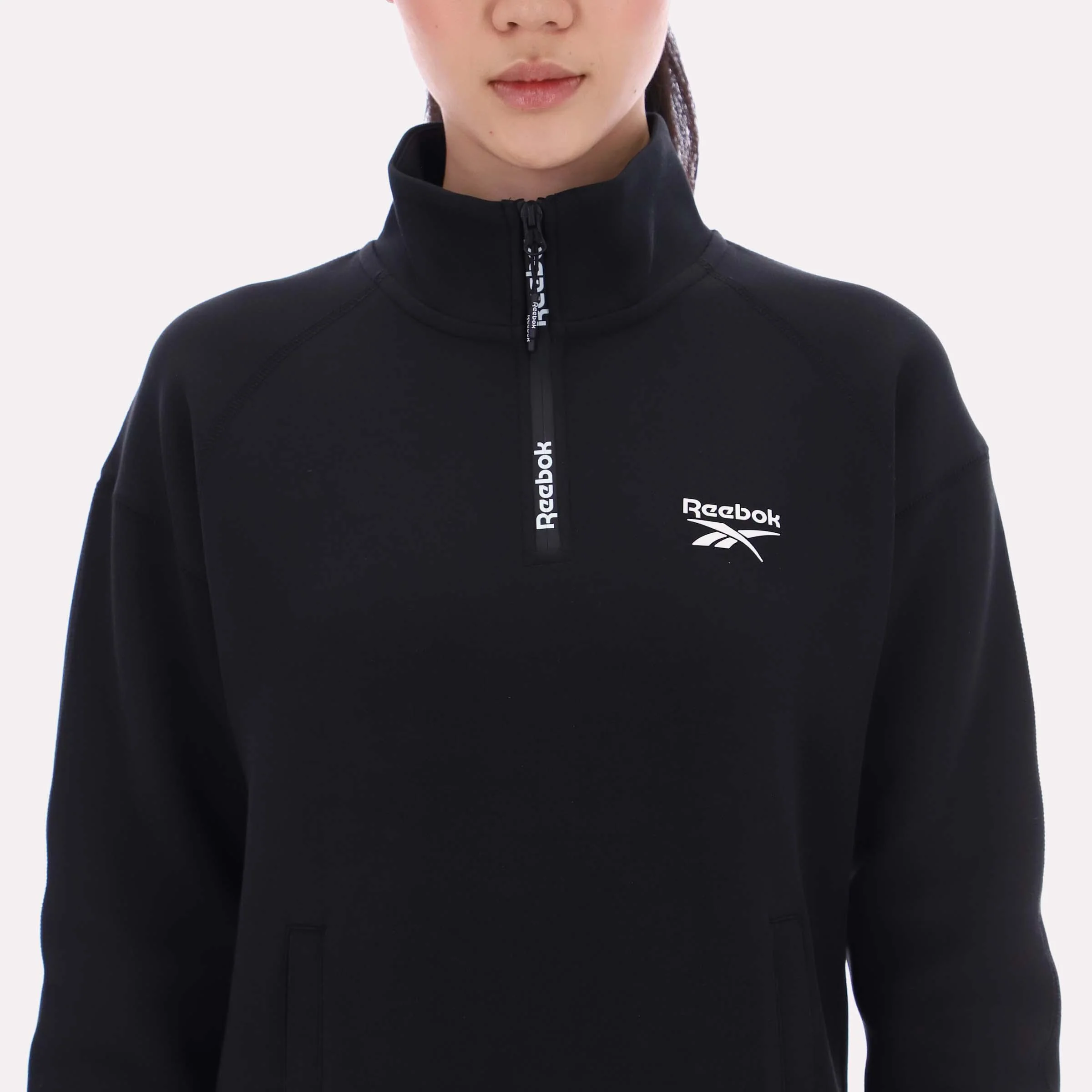 Reebok Apparel Women Oversized Scuba Quarter-Zip BLACK - Image 4
