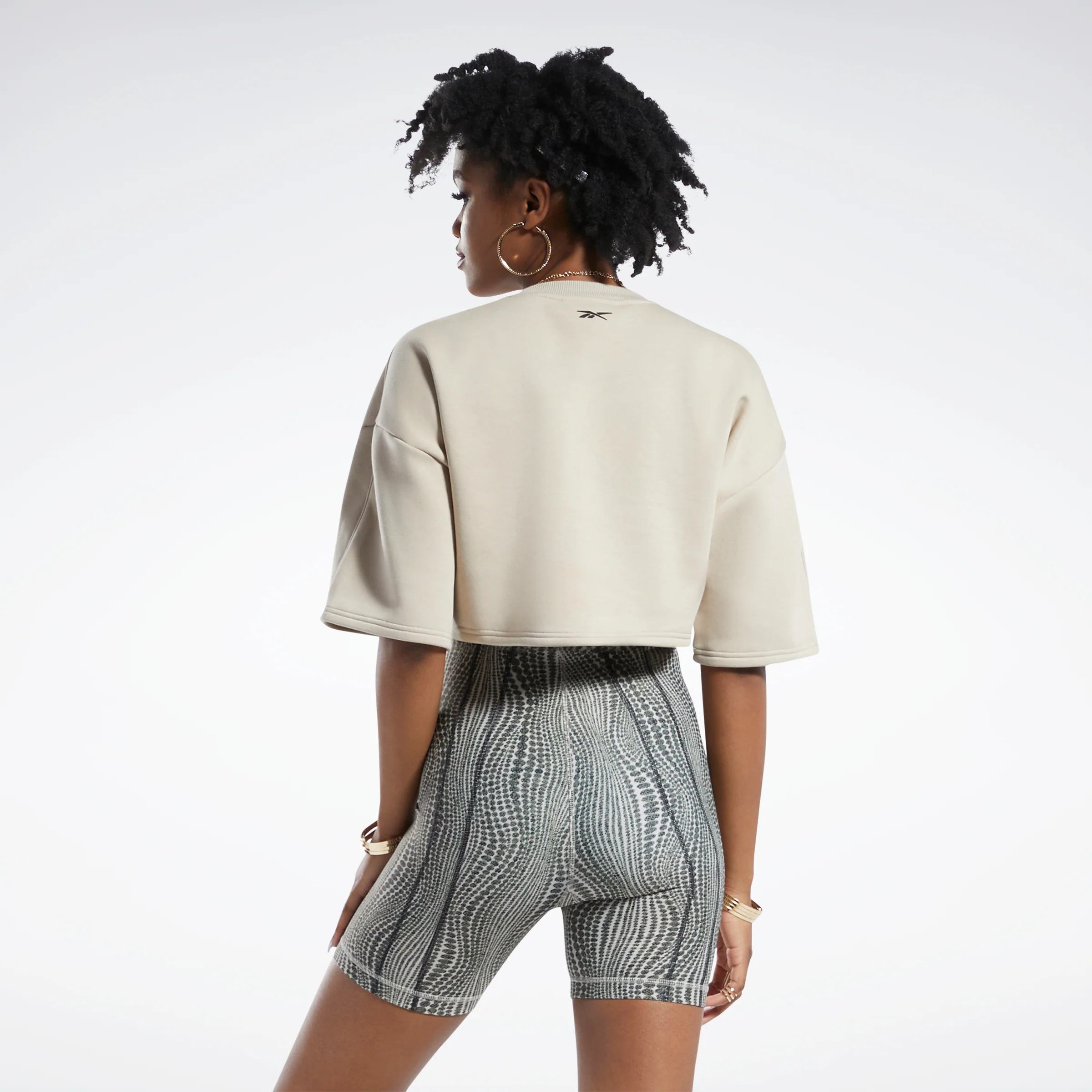 Reebok Apparel Women Reebok Cardi B Crop T-Sweatshirt Modern Beige - Image 2