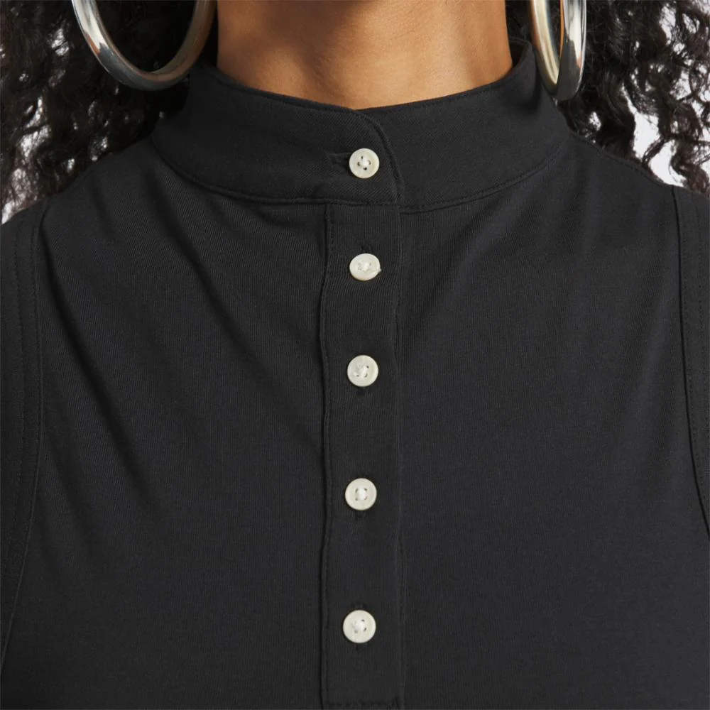 Reebok Apparel Women Reebok Classics Cropped Fitted Jersey Tank Top BLACK - Image 4
