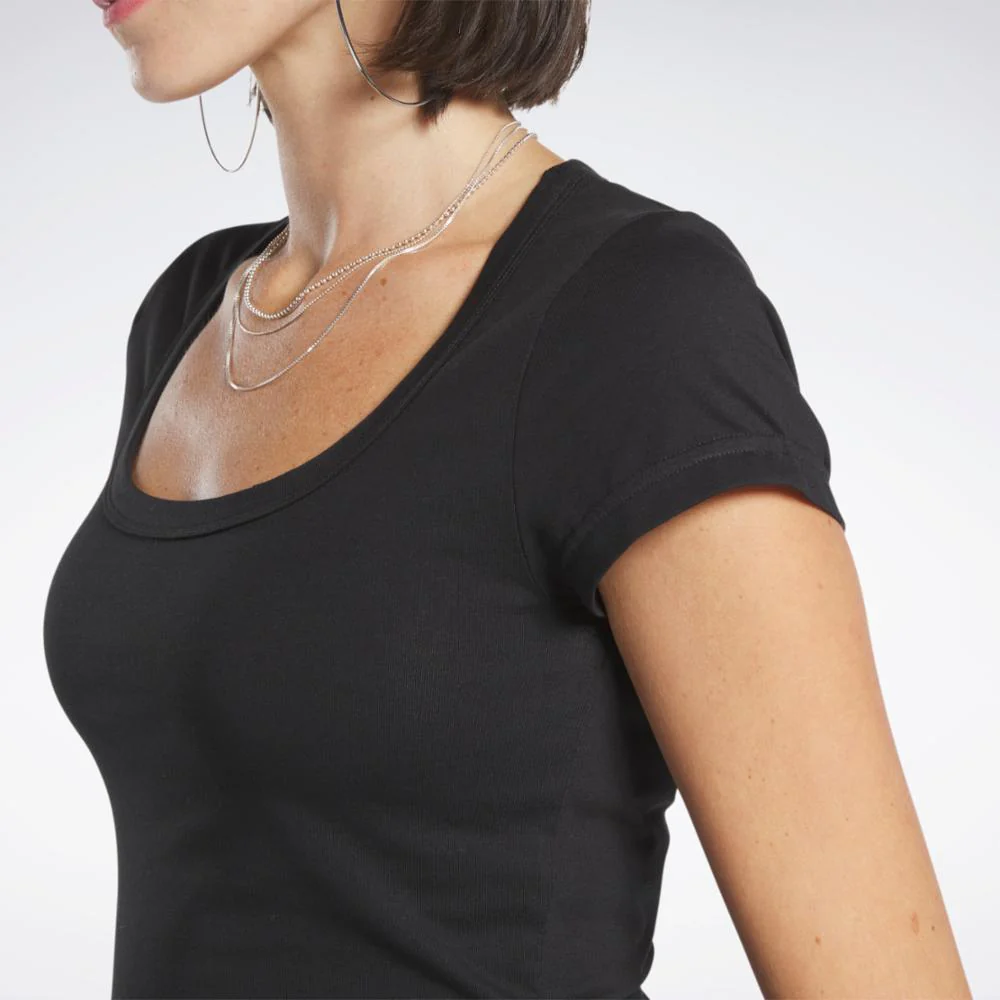 Reebok Apparel Women Reebok Classics Cropped Jersey T-Shirt BLACK - Image 5