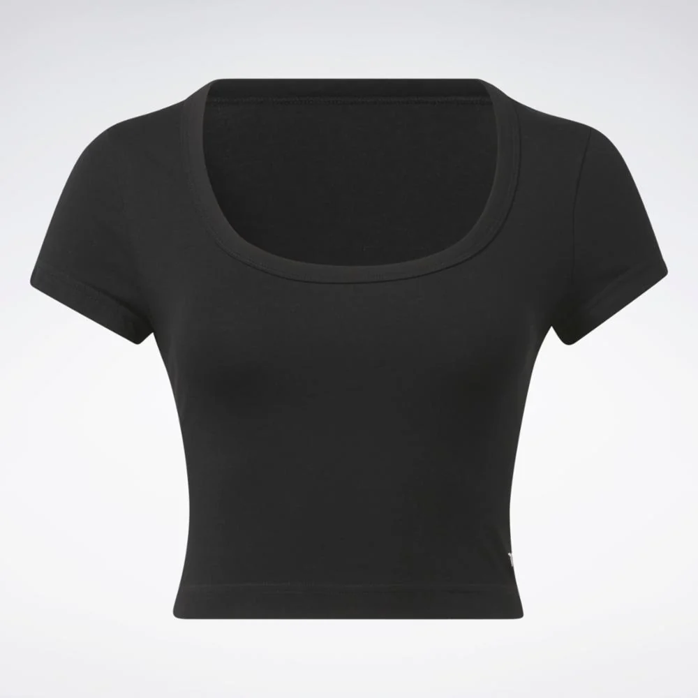 Reebok Apparel Women Reebok Classics Cropped Jersey T-Shirt BLACK - Image 6