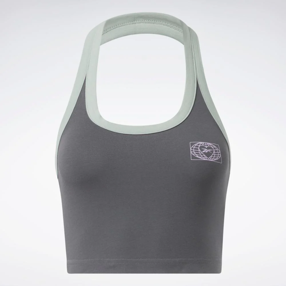 Reebok Apparel Women Reebok Classics Graphic Halter Tank Top PURGRY - Image 6