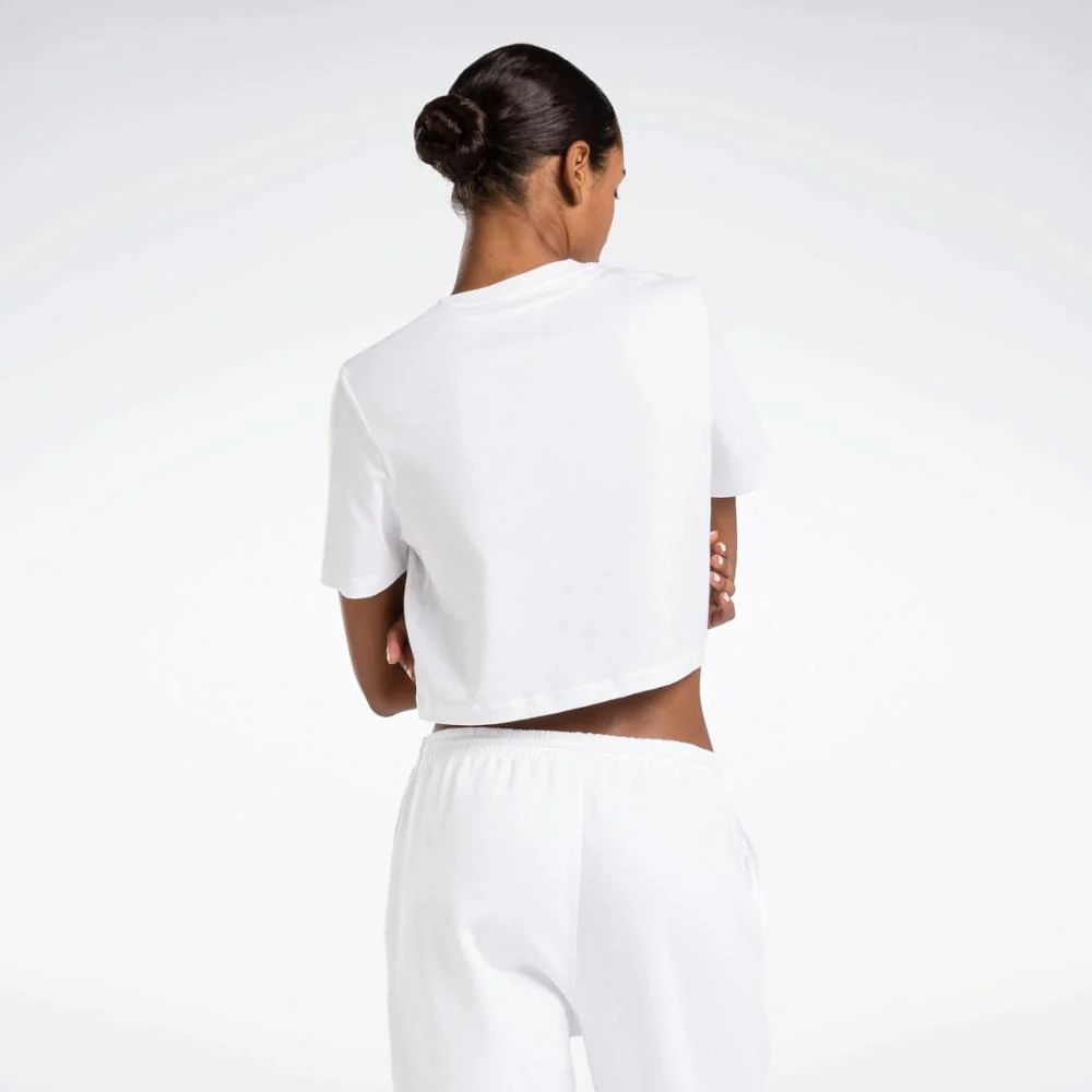 Reebok Apparel Women Reebok Identity Big Logo Cropped T-Shirt WHITE - Image 3