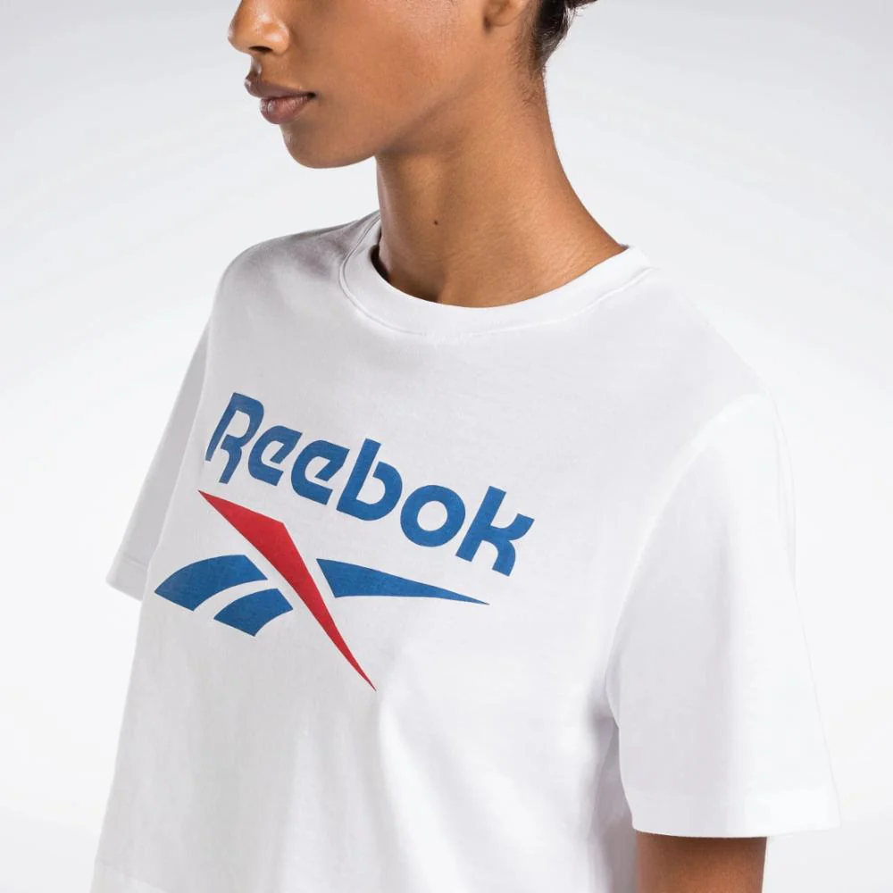 Reebok Apparel Women Reebok Identity Big Logo Cropped T-Shirt WHITE - Image 4