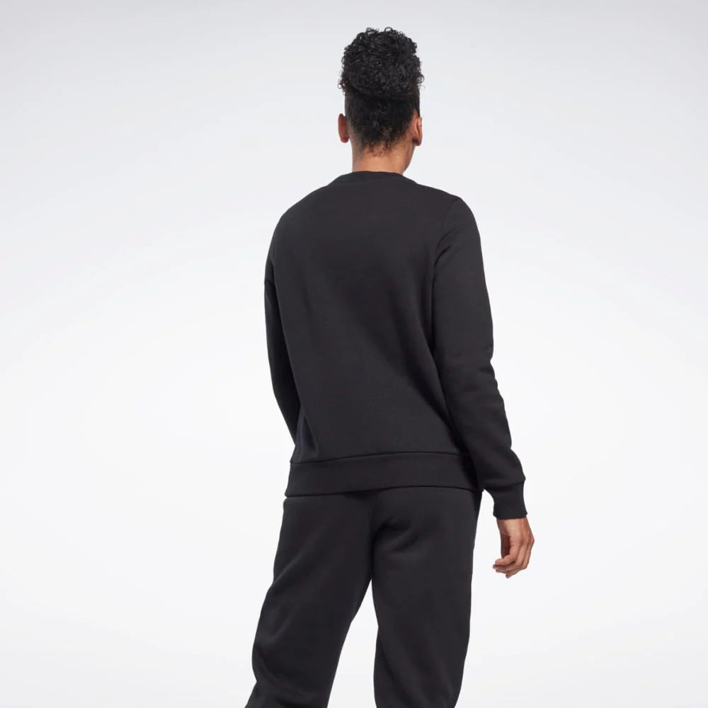 Reebok Apparel Women Reebok Identity Big Logo Fleece Crew Sweatshirt BLACK - Image 3