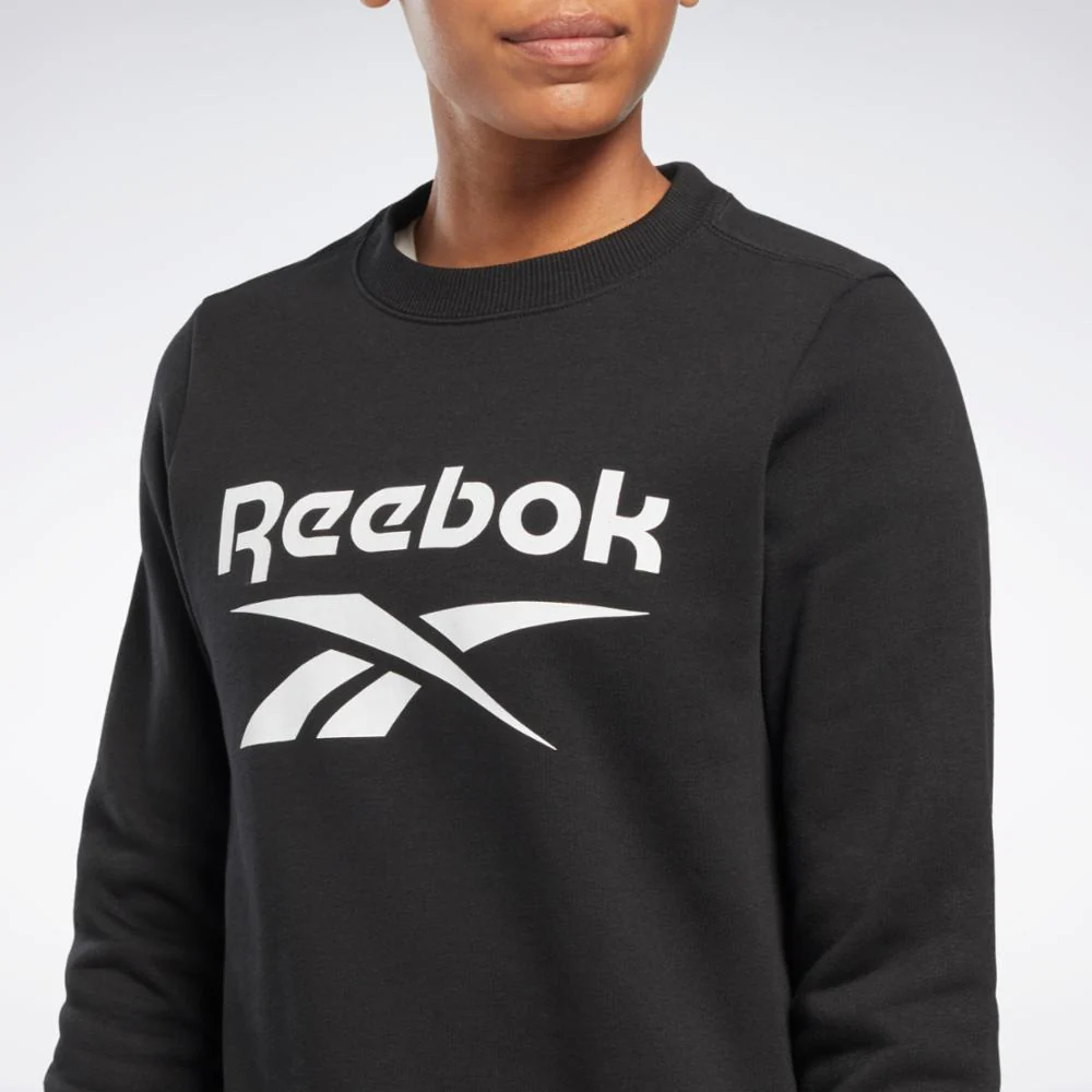 Reebok Apparel Women Reebok Identity Big Logo Fleece Crew Sweatshirt BLACK - Image 4