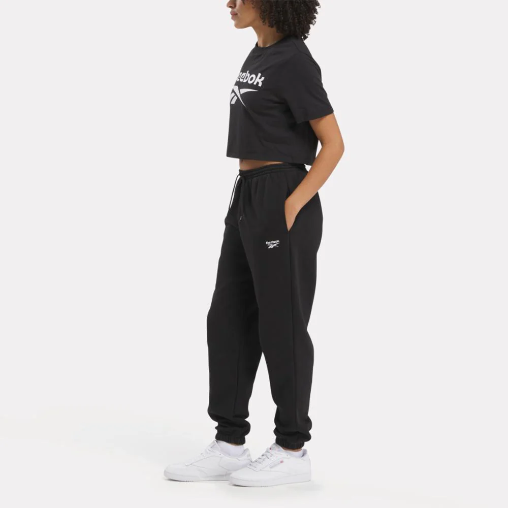 Reebok Apparel Women Reebok Identity Big Logo Crop T-Shirt BLACK - Image 2
