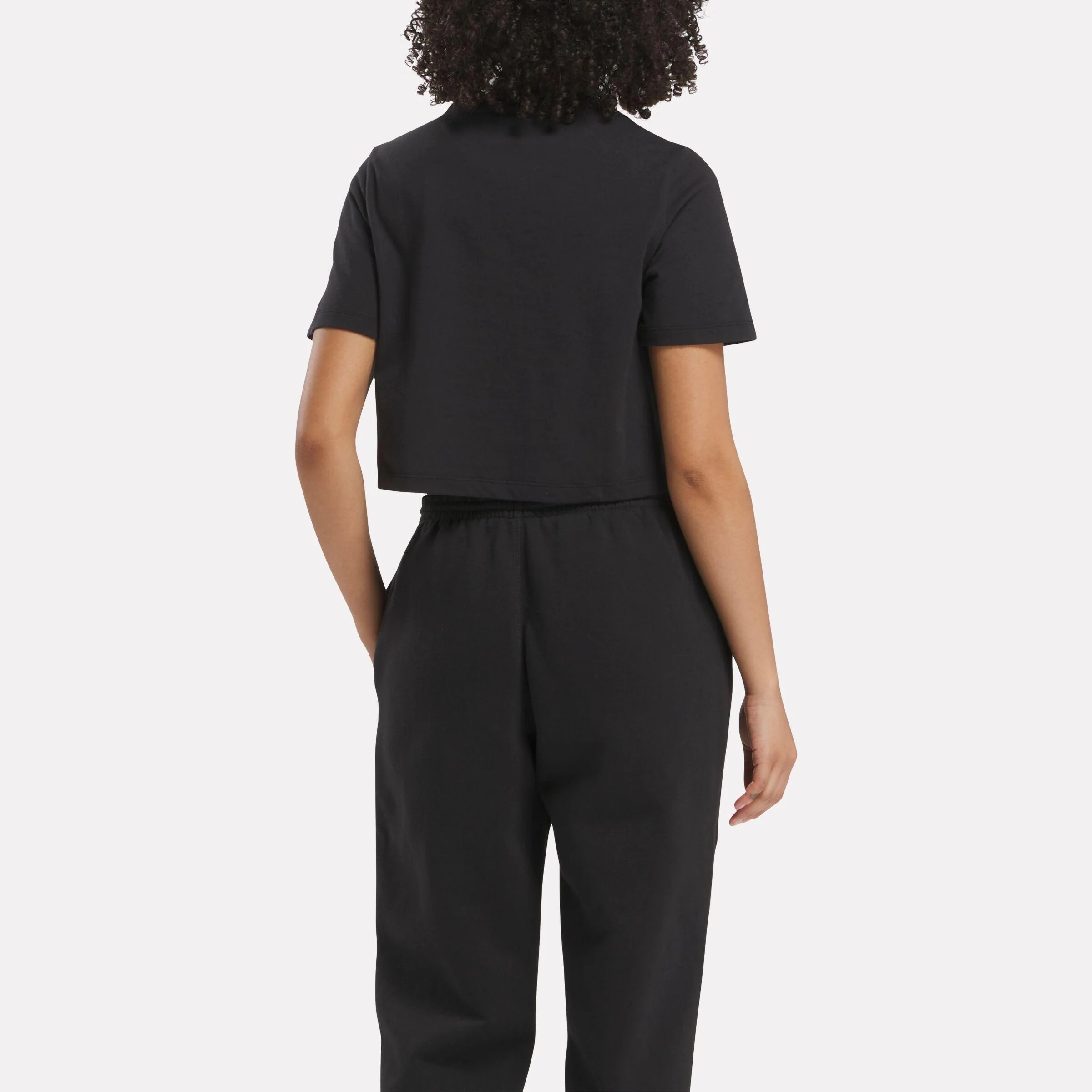 Reebok Apparel Women Reebok Identity Big Logo Crop T-Shirt BLACK - Image 3