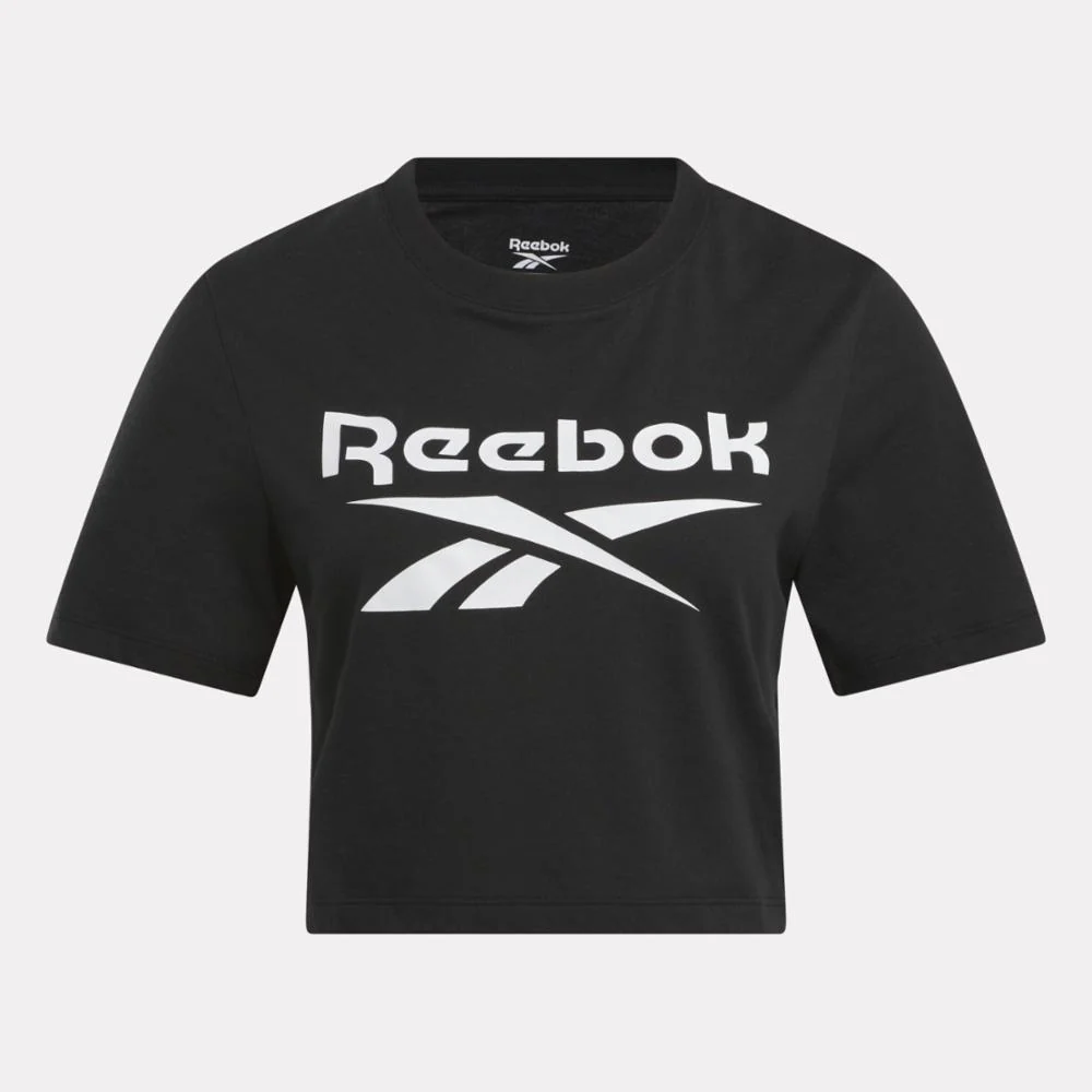 Reebok Apparel Women Reebok Identity Big Logo Crop T-Shirt BLACK - Image 4