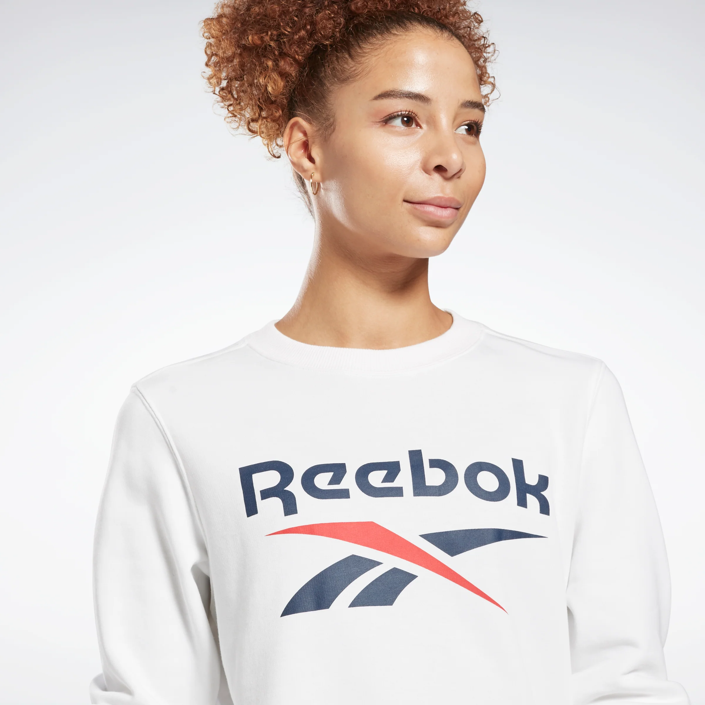 Reebok Apparel Women Reebok Identity Logo French Terry Crew Sweatshirt White - Image 4