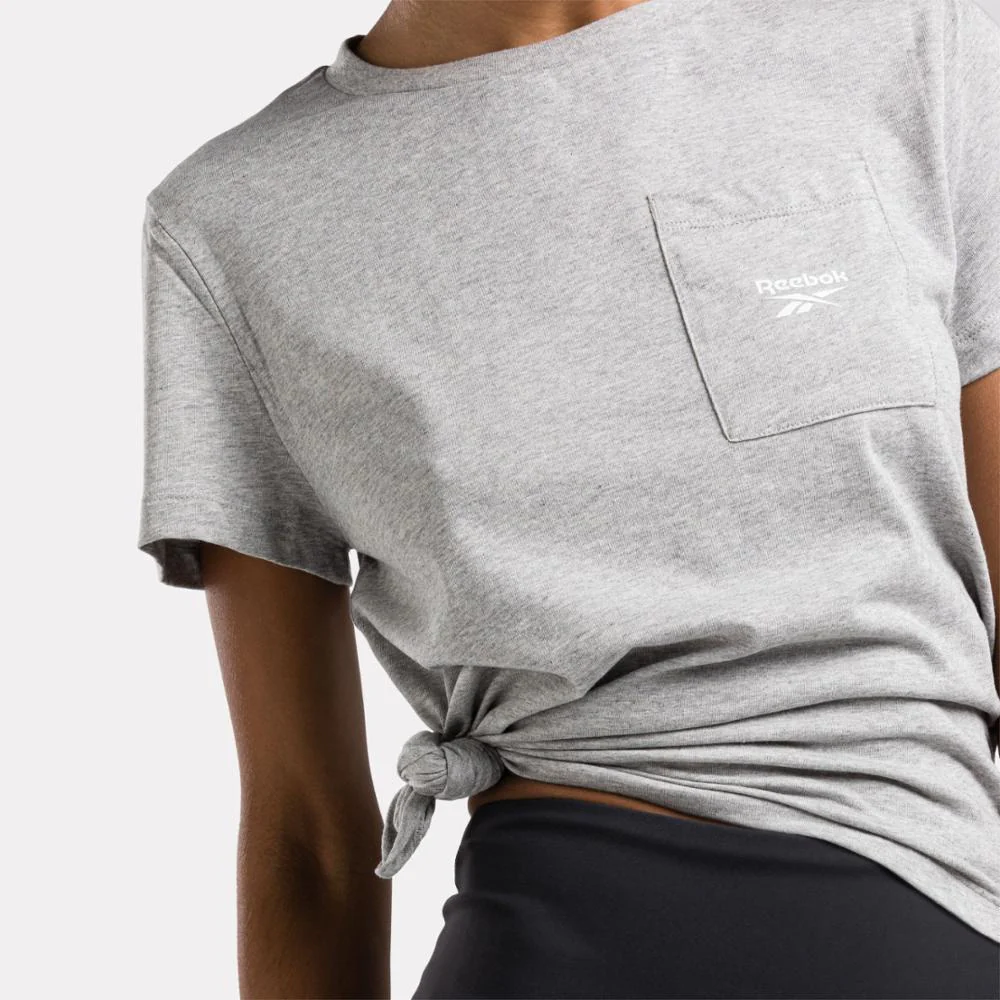 Reebok Apparel Women Reebok Identity Pocket T-Shirt MEDIUM GREY HEATHER - Image 4